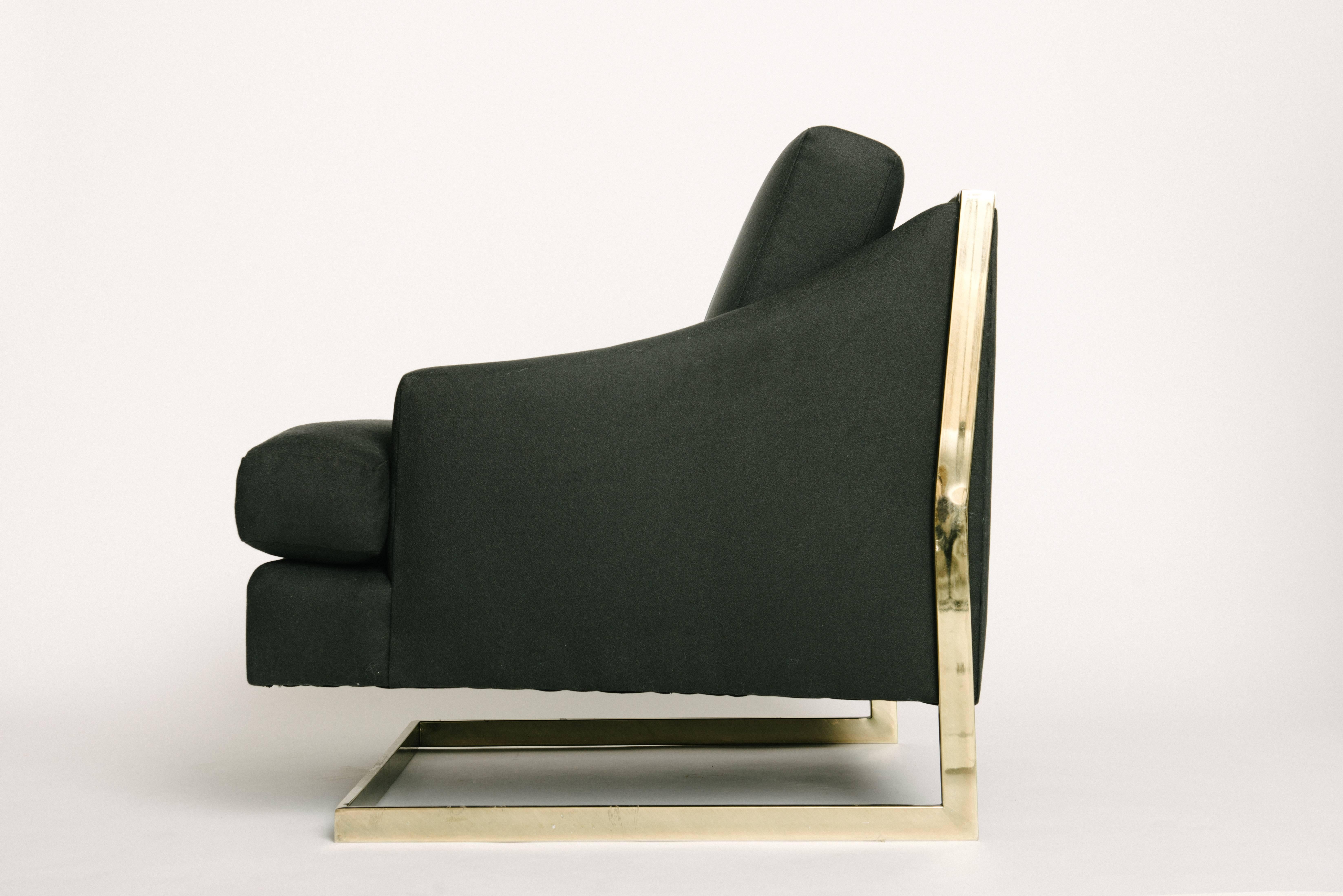  Milo Baughman Brass Cantilevered Lounge Chair In Excellent Condition In Houston, TX
