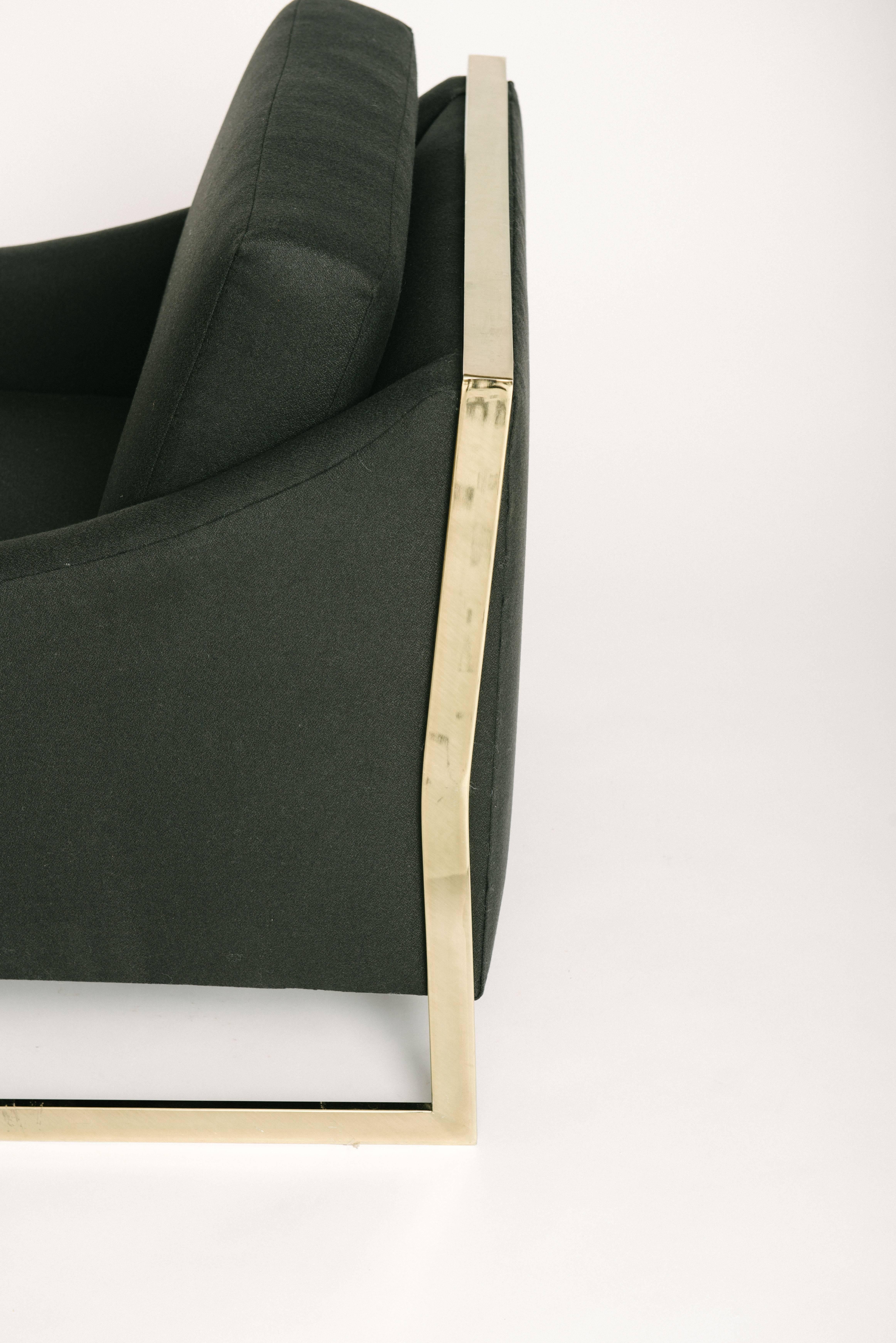  Milo Baughman Brass Cantilevered Lounge Chair 2