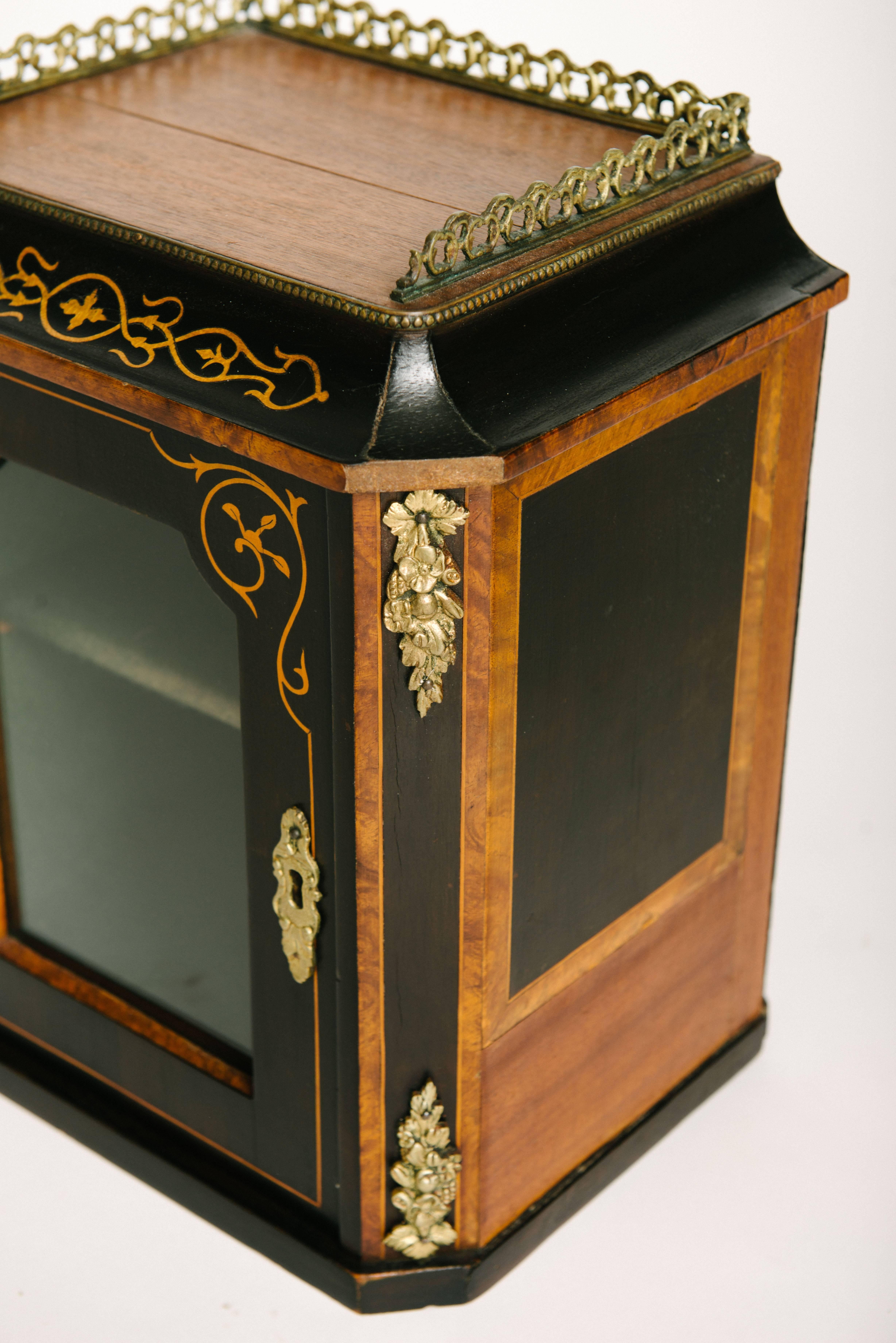 Pair of 19th Century Marquetry Italian Wall Vitrines For Sale 4