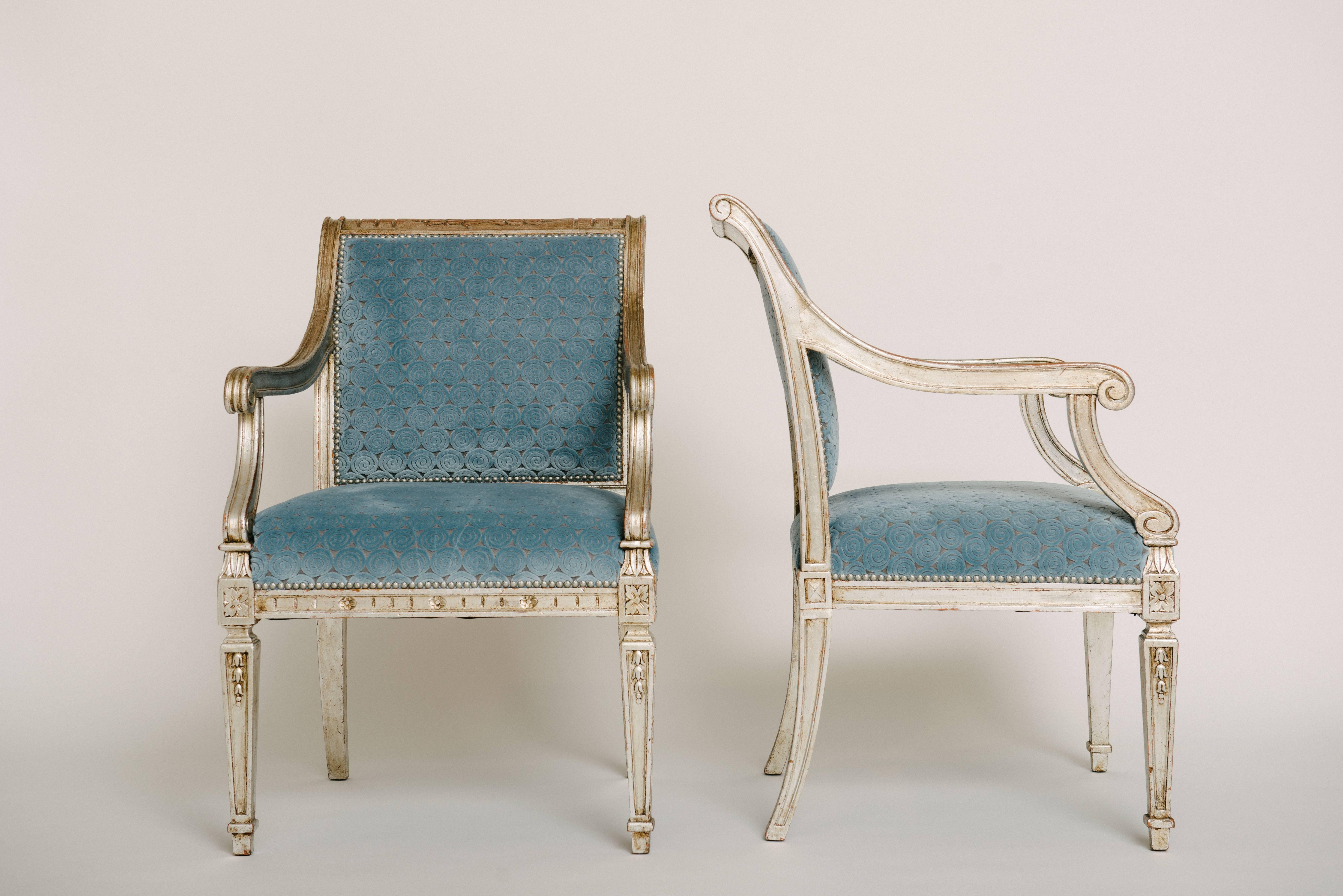 Pair of Silver Gilt Directoire Style Fauteuils 3