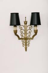 Pair of French Bronze Poillerat Sconces
