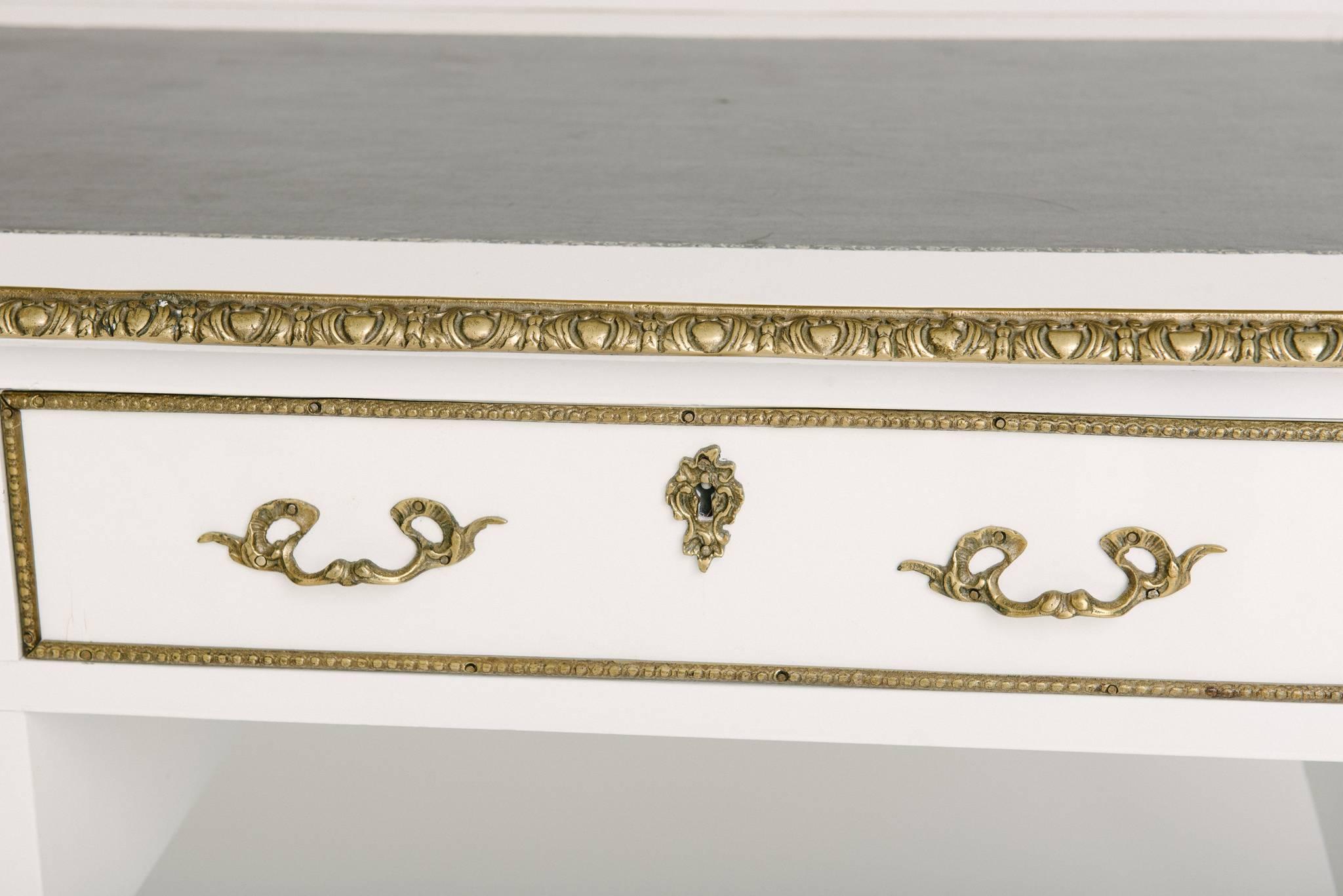 White Lacquered Louis XVI Style Desk In Excellent Condition In Houston, TX