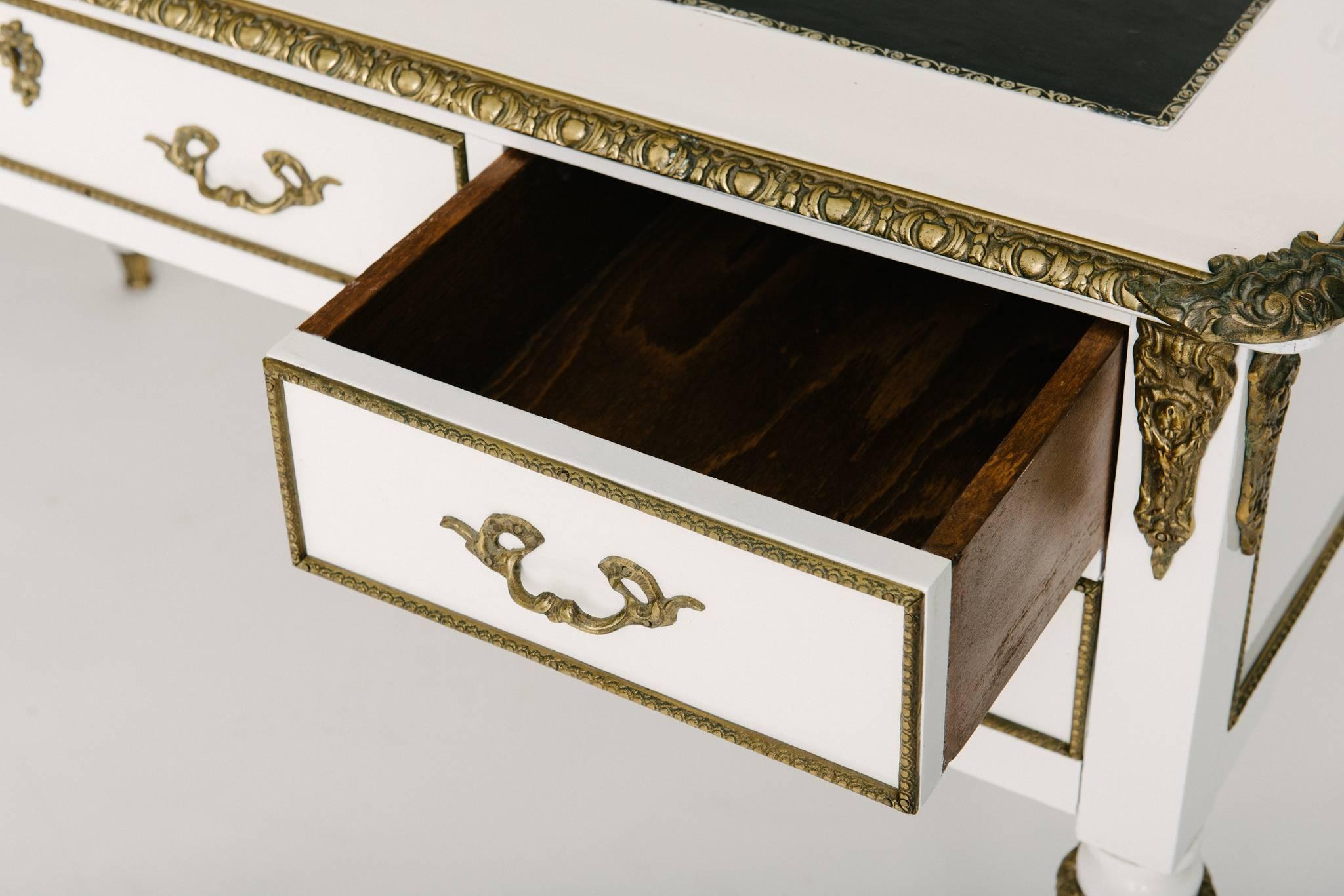 White Lacquered Louis XVI Style Desk 1