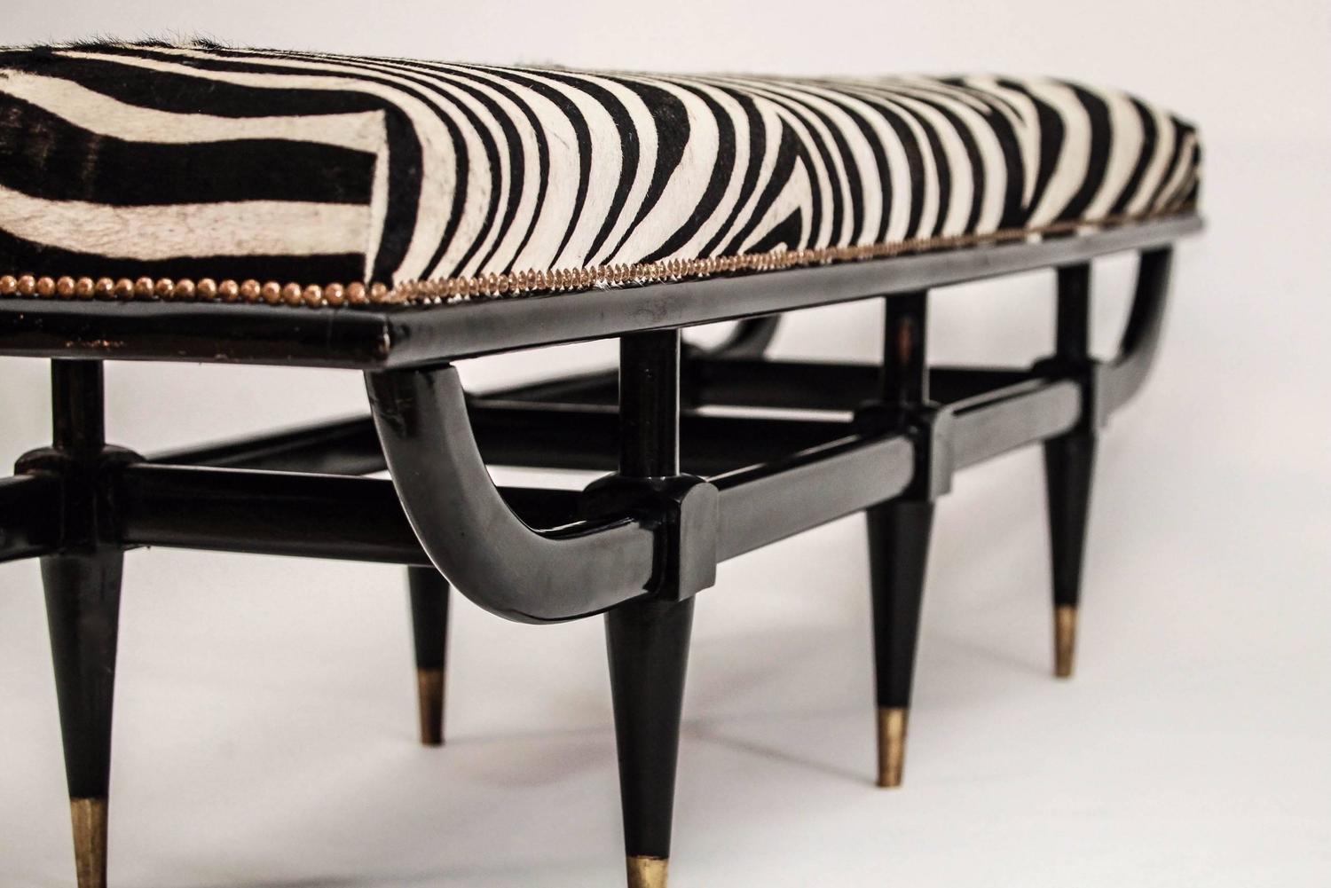 MidCentury Italian Zebra Bench For Sale at 1stdibs