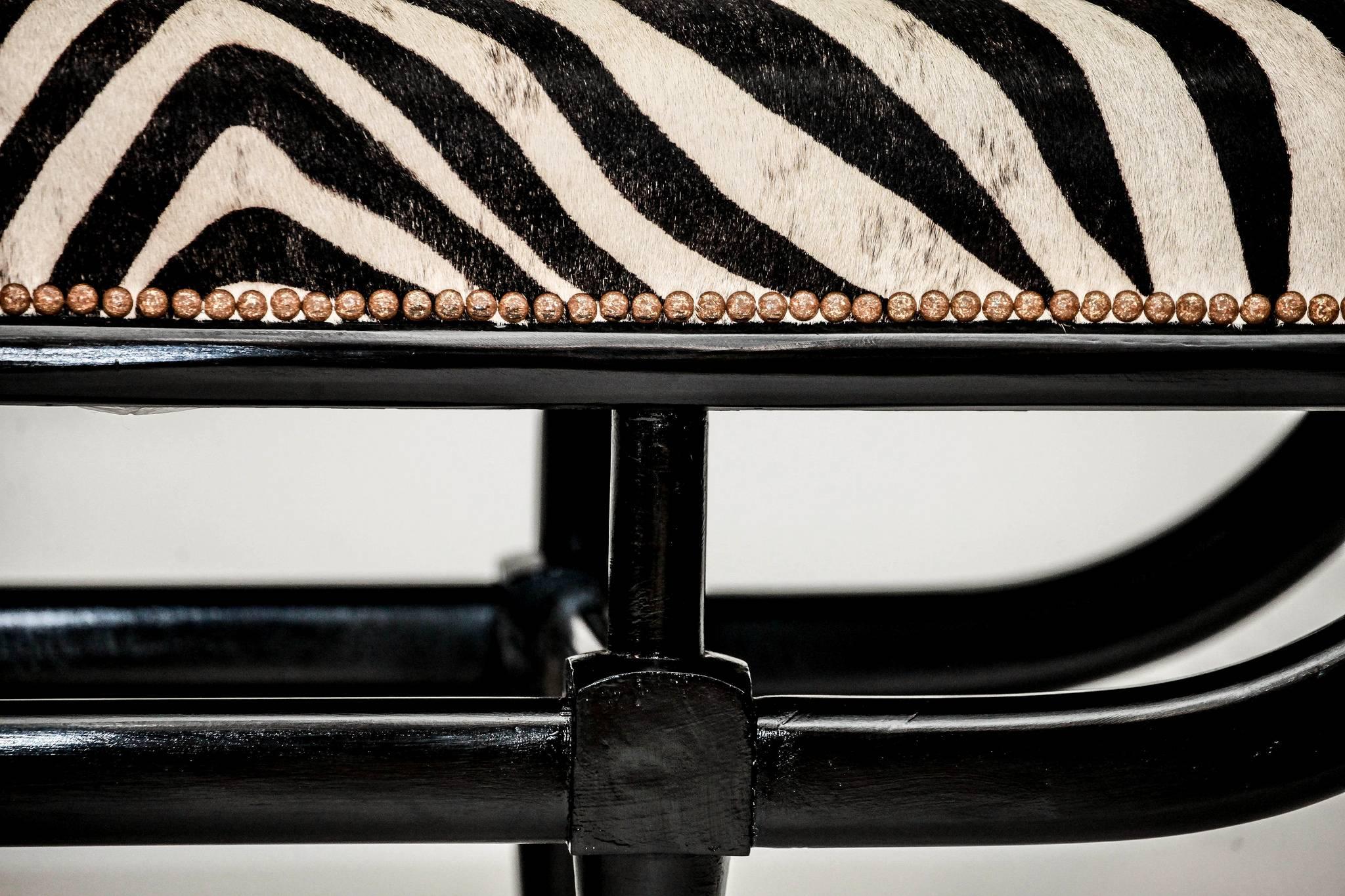 Mid-Century Italian Zebra Bench In Excellent Condition In Houston, TX