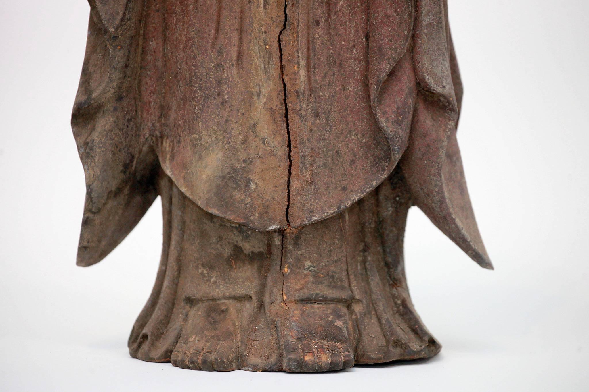 Geschnitzte polychrome stehende Buddha-Figur, Buddha-Figur im Angebot 2