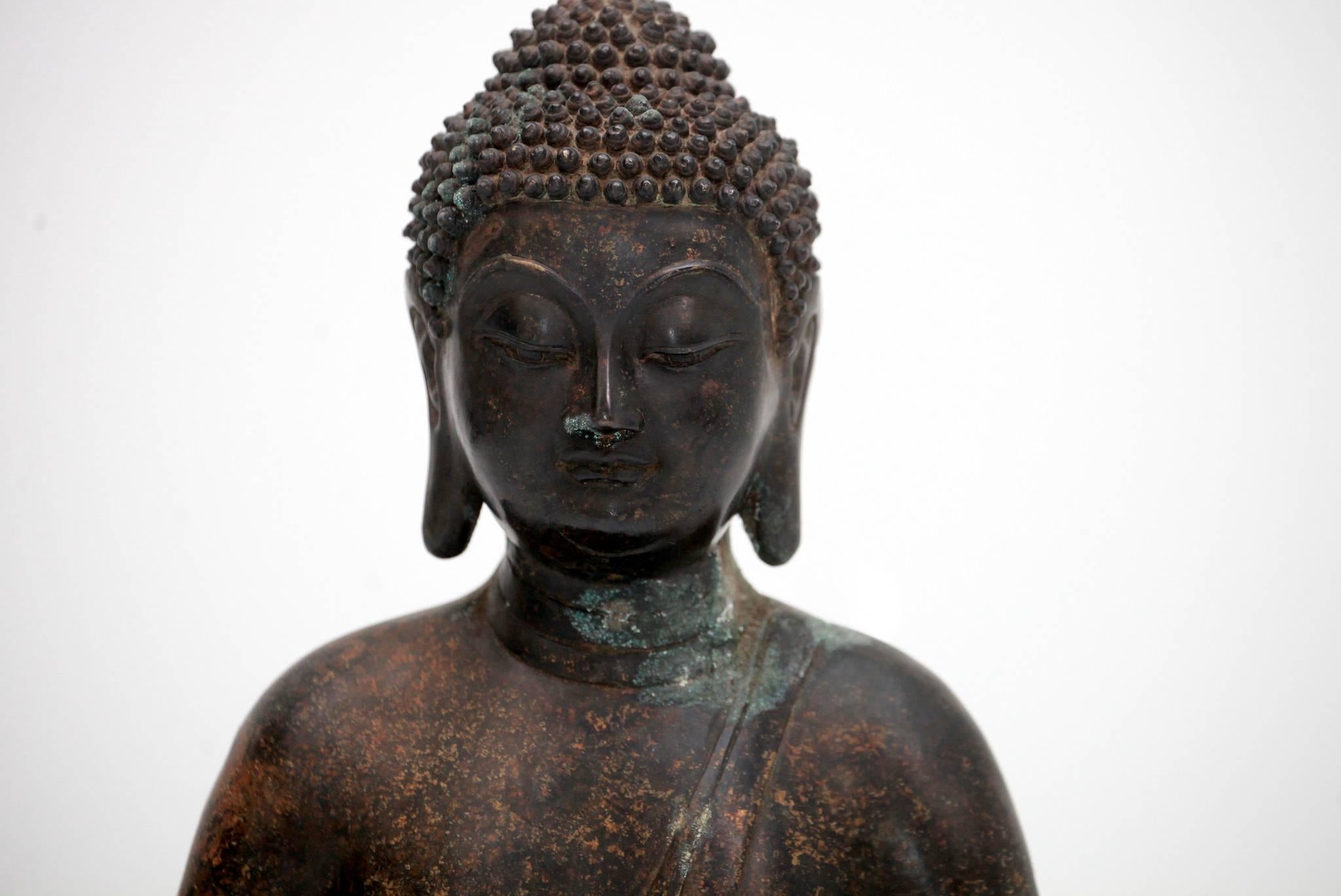Bronze Buddha Sculpture In Good Condition In Houston, TX