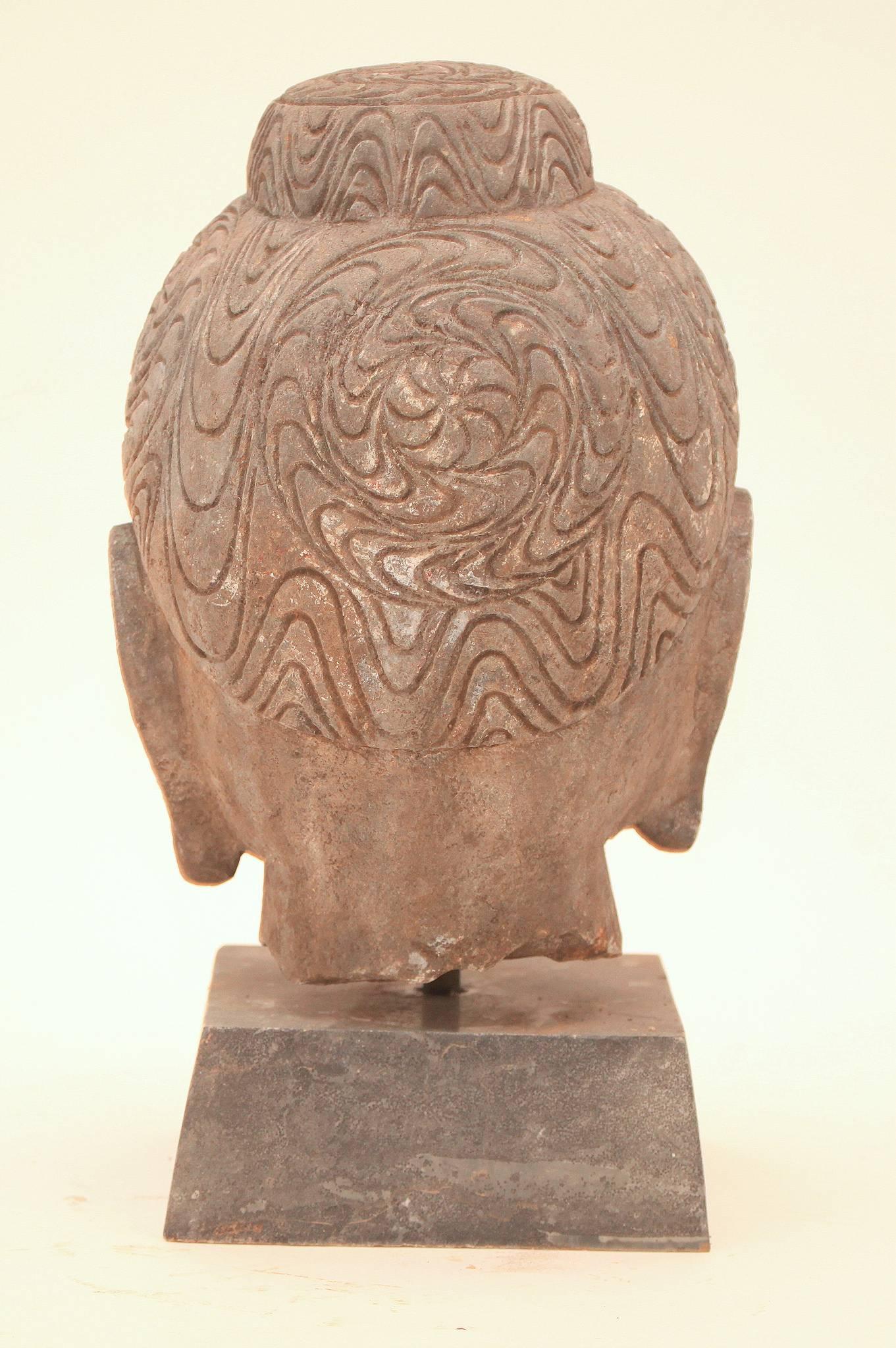 20th Century Stone Buddha Head 1