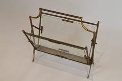 Italian Gio Ponti Style Brass and Glass Magazine Holder, circa 1940