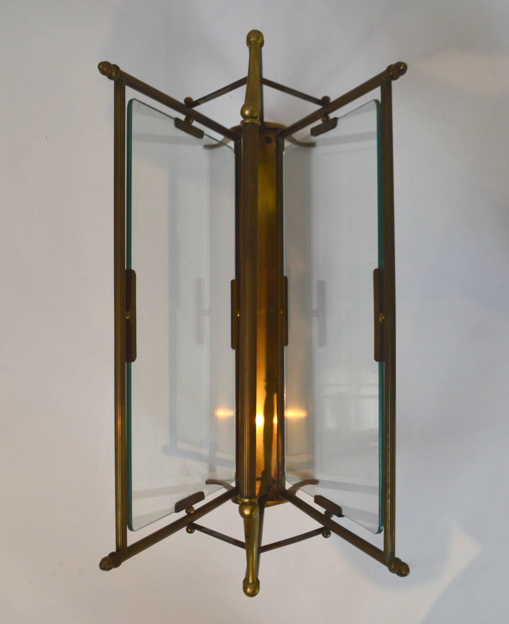 Modern Italian Gio Ponti Style Brass and Glass Magazine Holder, circa 1940