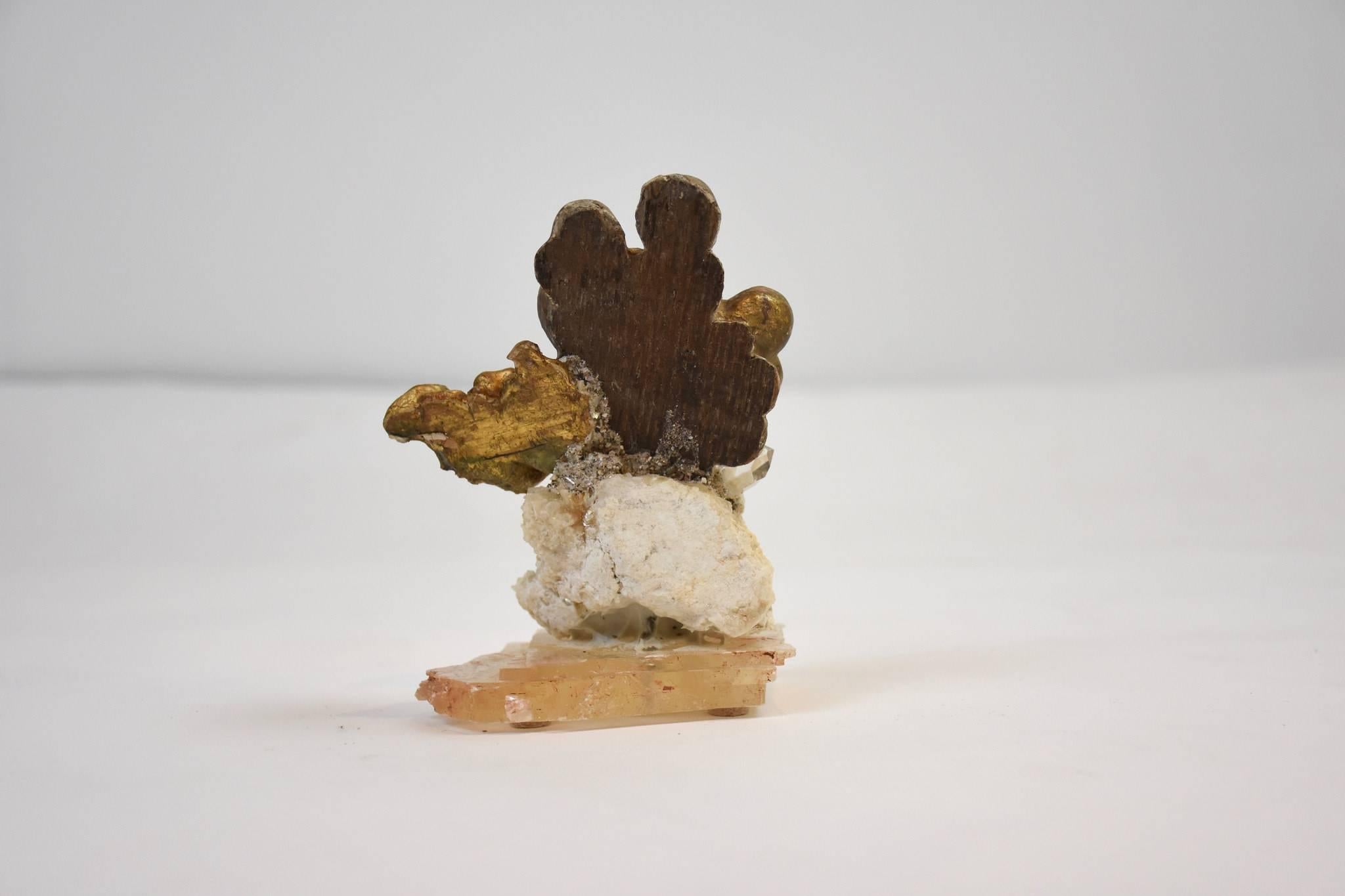 Bohemian 18th Century Quartz Giltwood Fragment