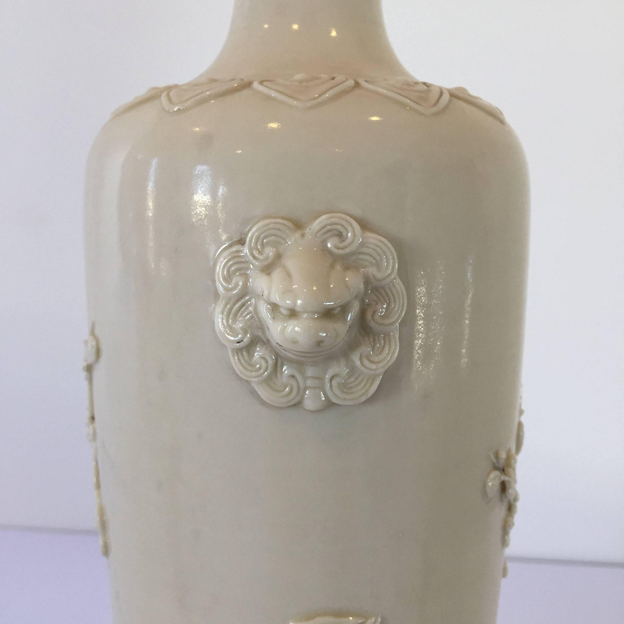 Chinese Deco Blanc de Chine Cherry Blossom Rolwagen Vase In Excellent Condition In Houston, TX