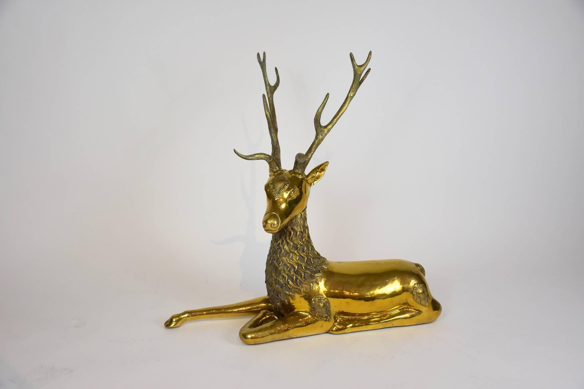 A vintage Sarreid brass deer.