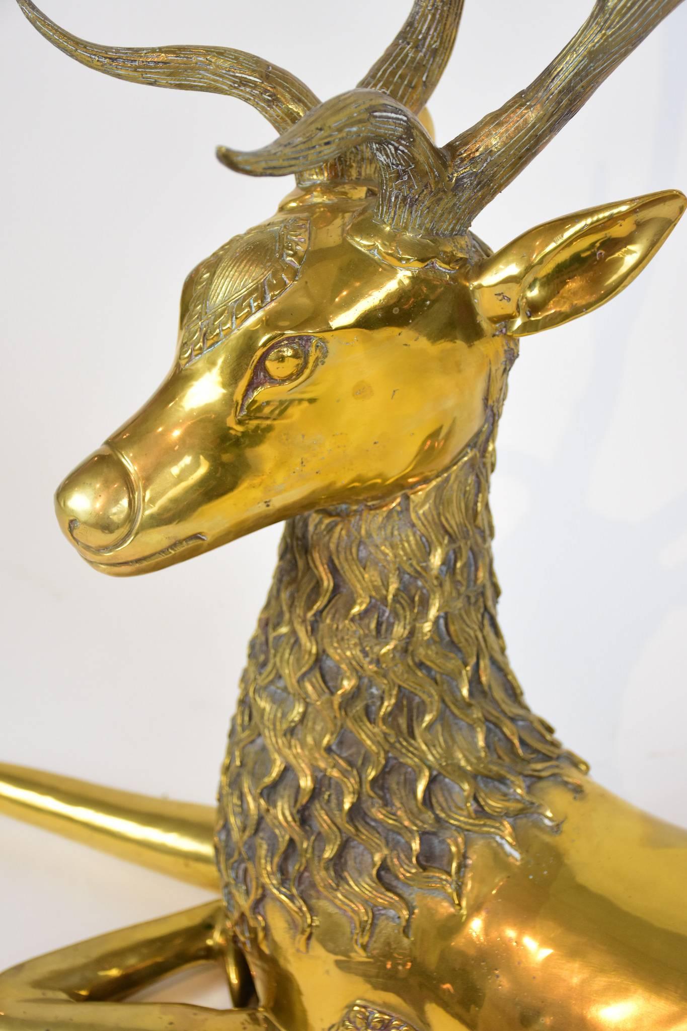 Hollywood Regency Vintage Sarreid Brass Deer