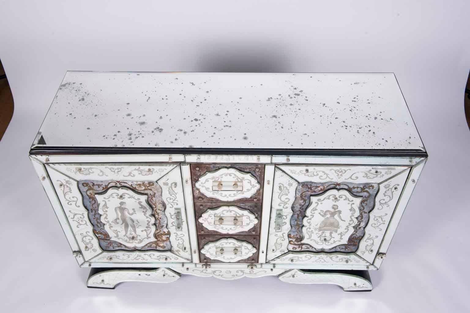 20th Century Rare Maison Jansen Venetian Style Églomisé Buffet or Server