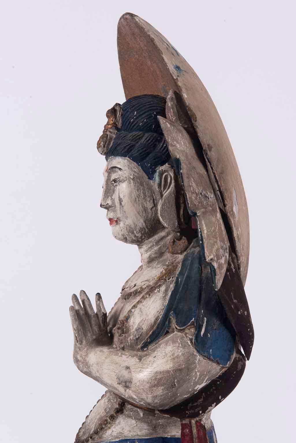 Wood 20th Century Carved Guan Yin For Sale