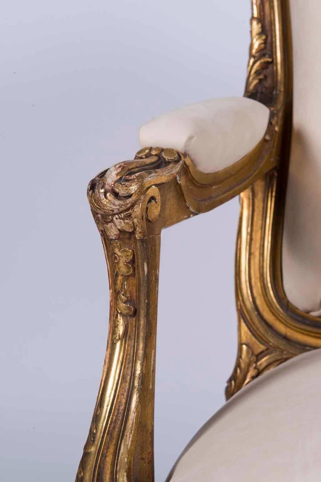 20ième siècle Fauteuils bois doré de style Louis XV en vente