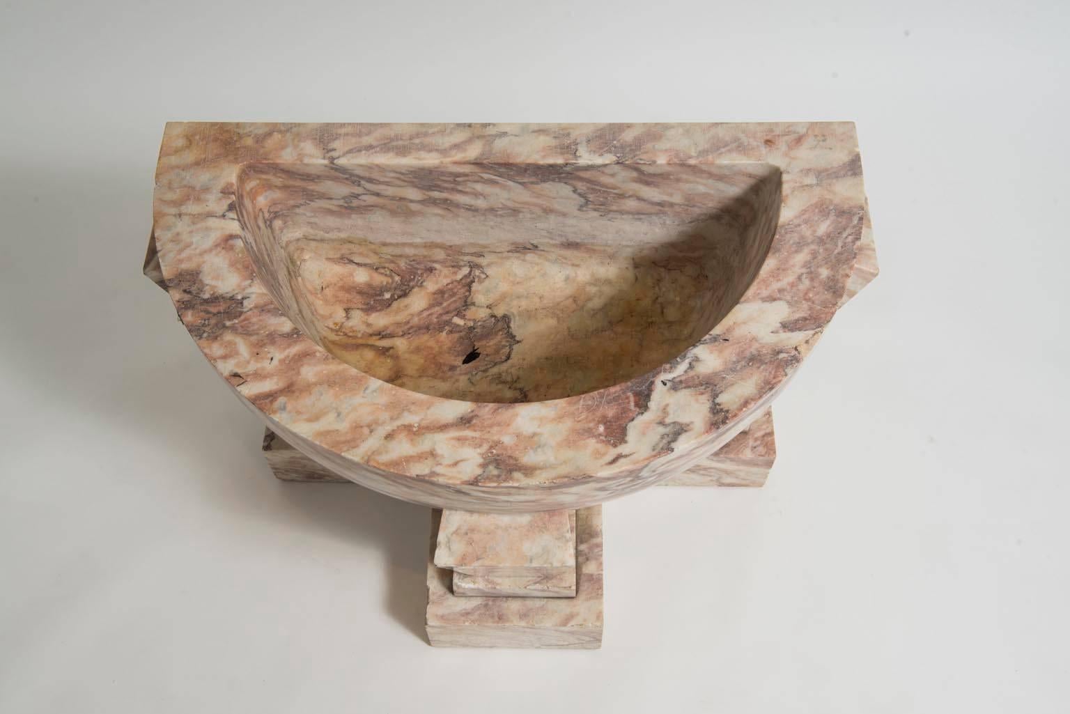 French Art Deco Carved Marble Fountain Basin or Planter