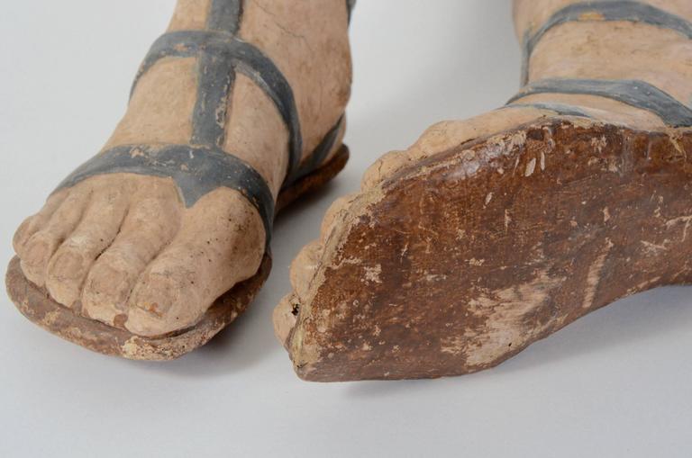 Pair of 18th Century Paper Mâché Feet with Sandals at 1stDibs