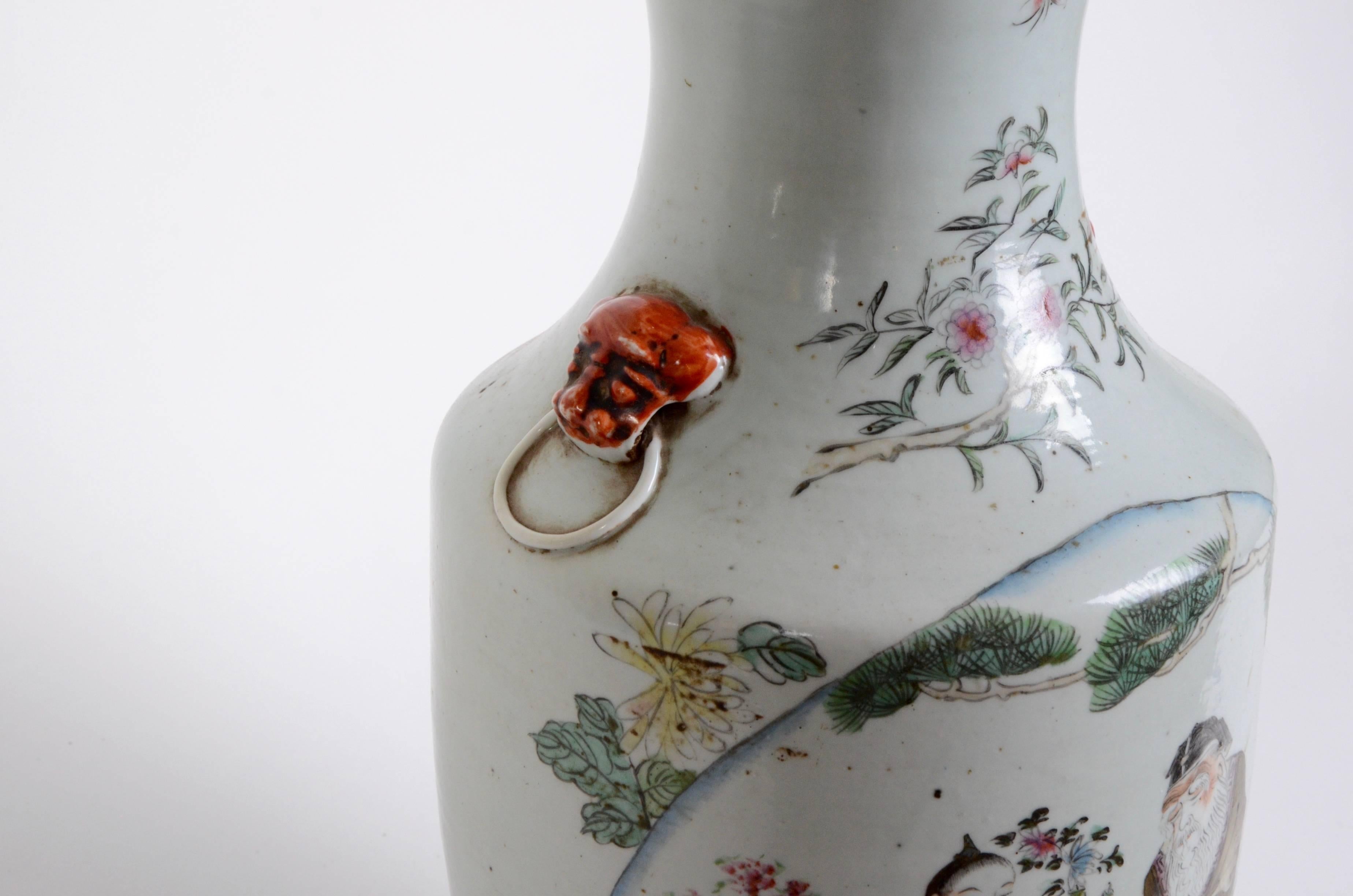 Chinese Export Late 19th Century Chinese Polychromed Porcelain Vase
