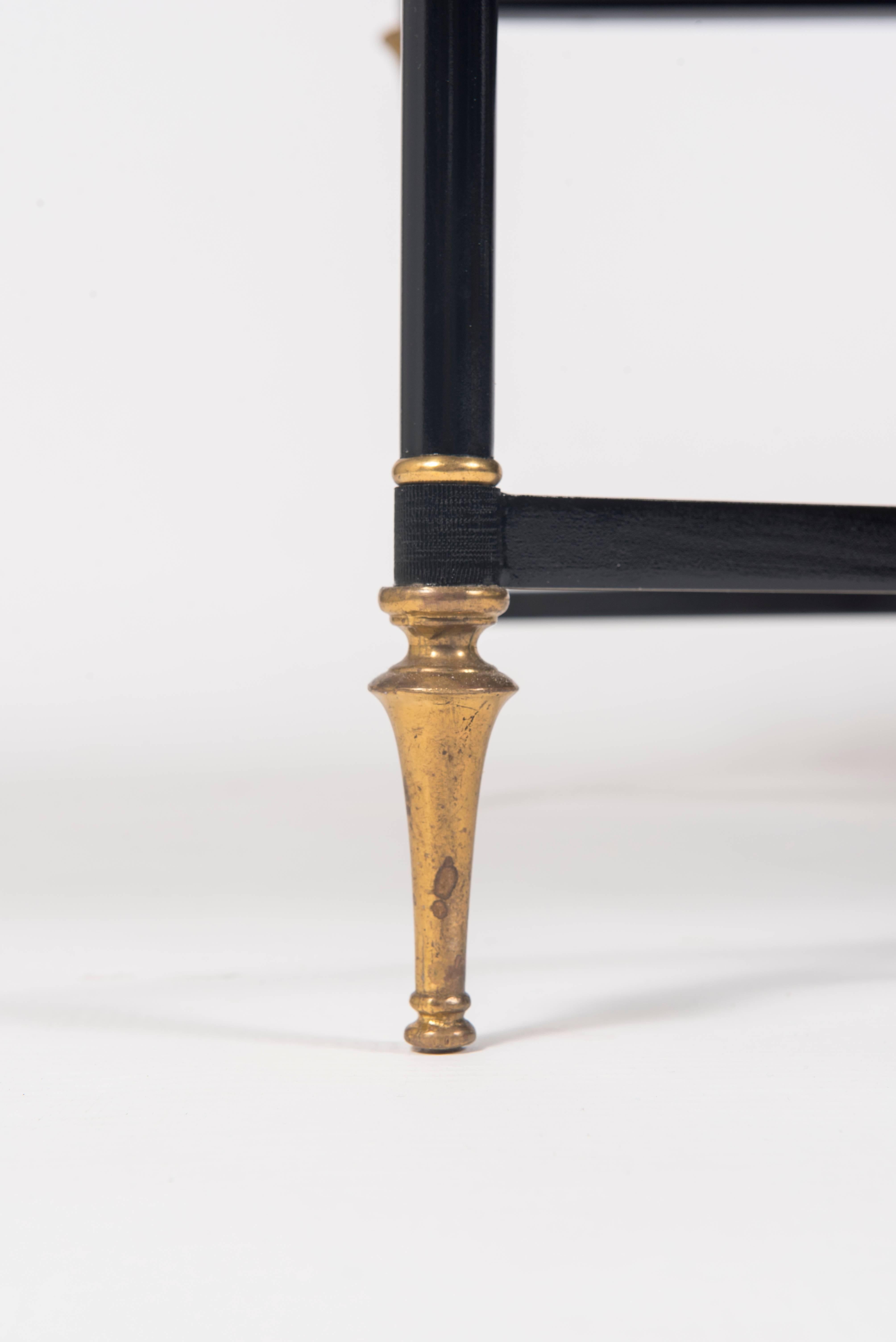 1960s Maison Jansen Style Enameled and Black Glass Cocktail Table In Excellent Condition In Houston, TX