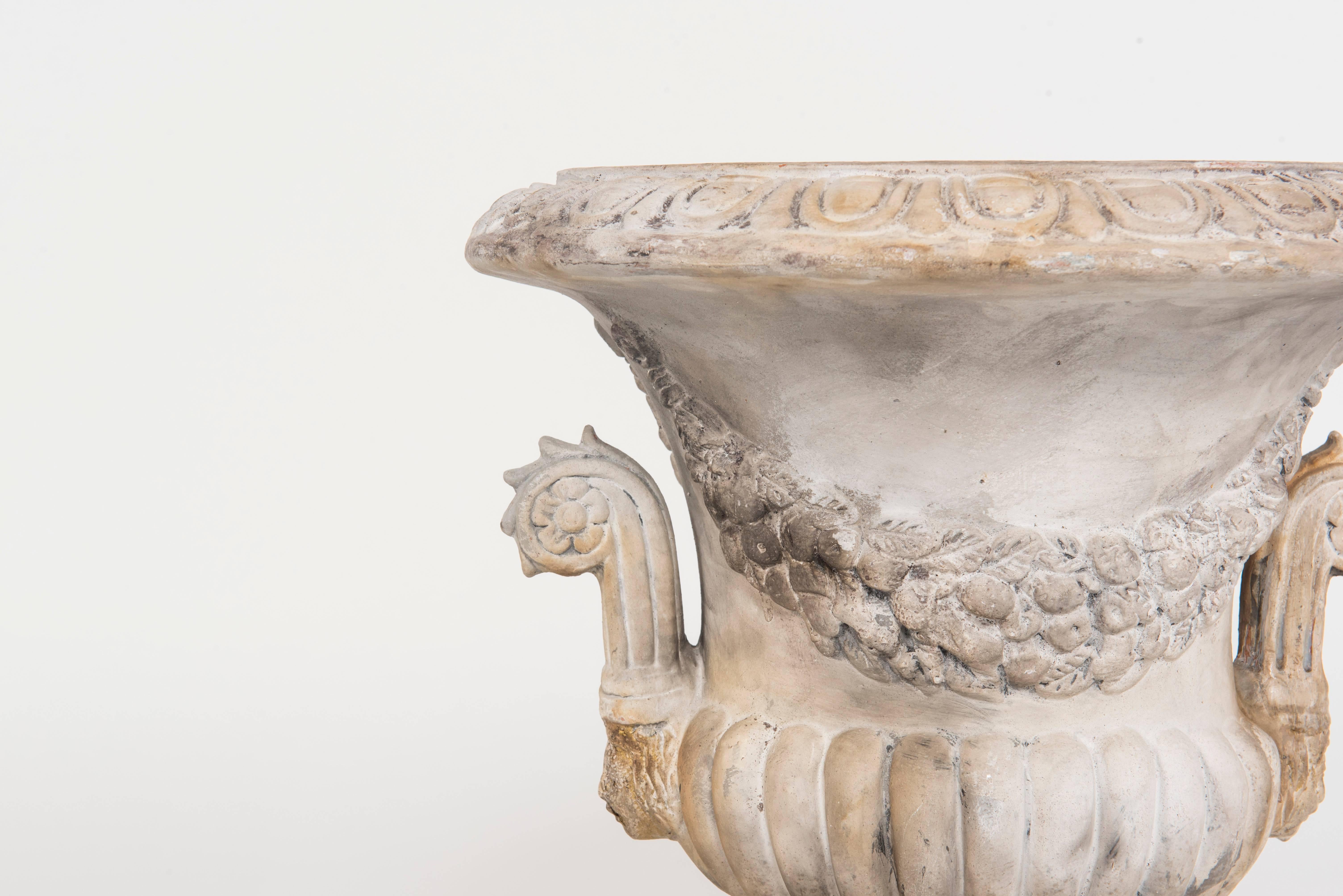 20th Century Pair of Antique Italian Neoclassical Style Terra Cotta Urns