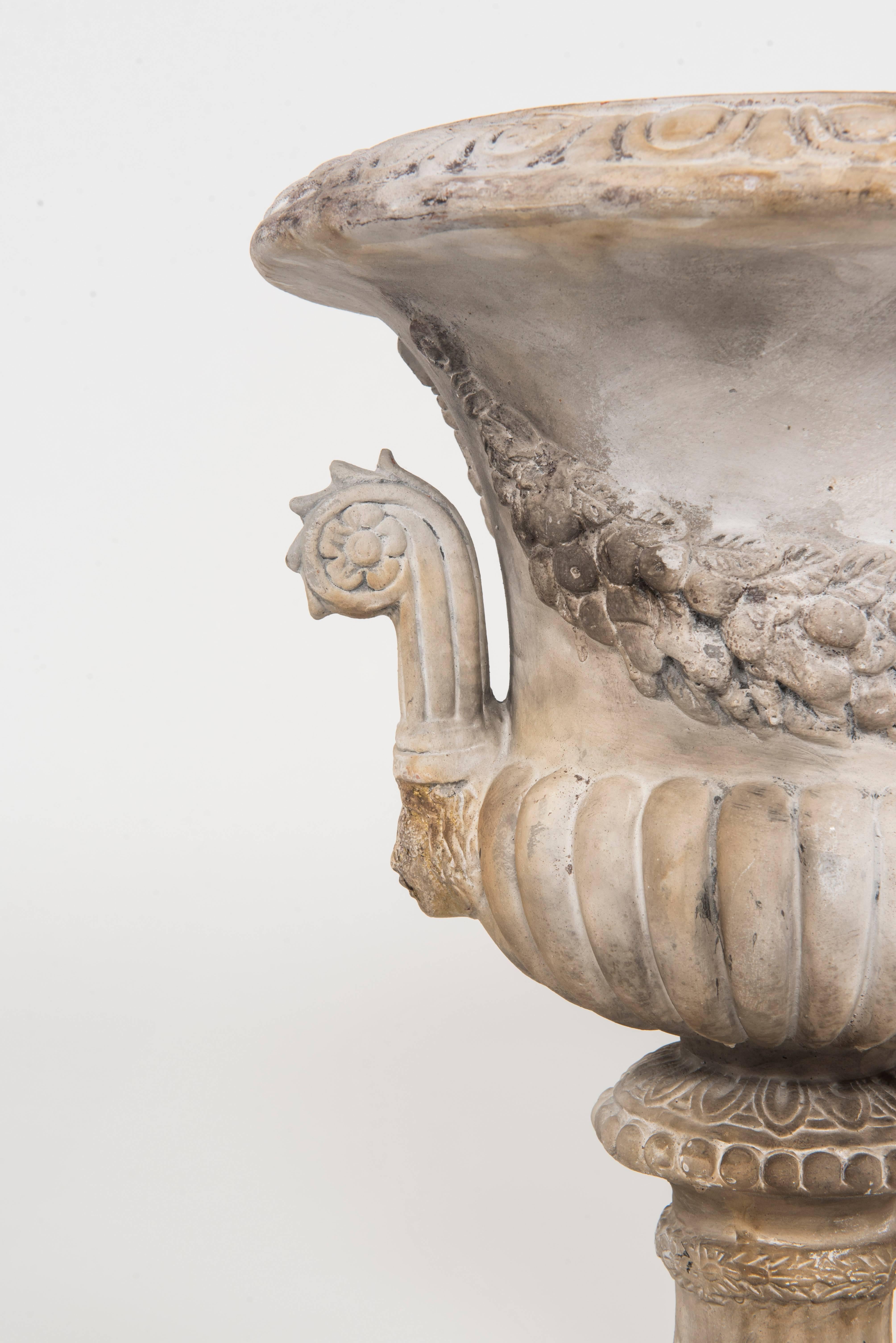 Terracotta Pair of Antique Italian Neoclassical Style Terra Cotta Urns
