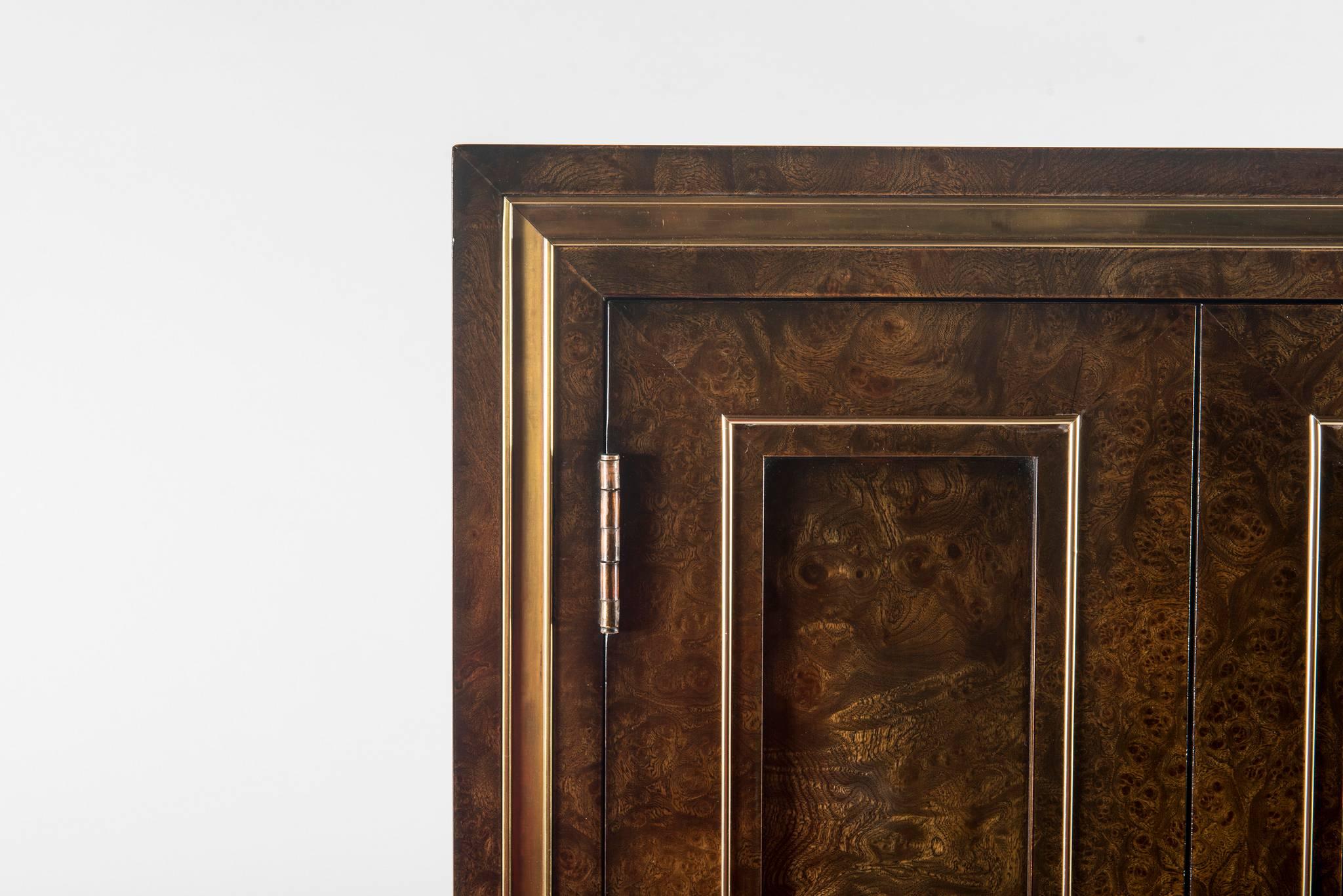 Mastercraft Burl Wood and Brass Cabinet 1