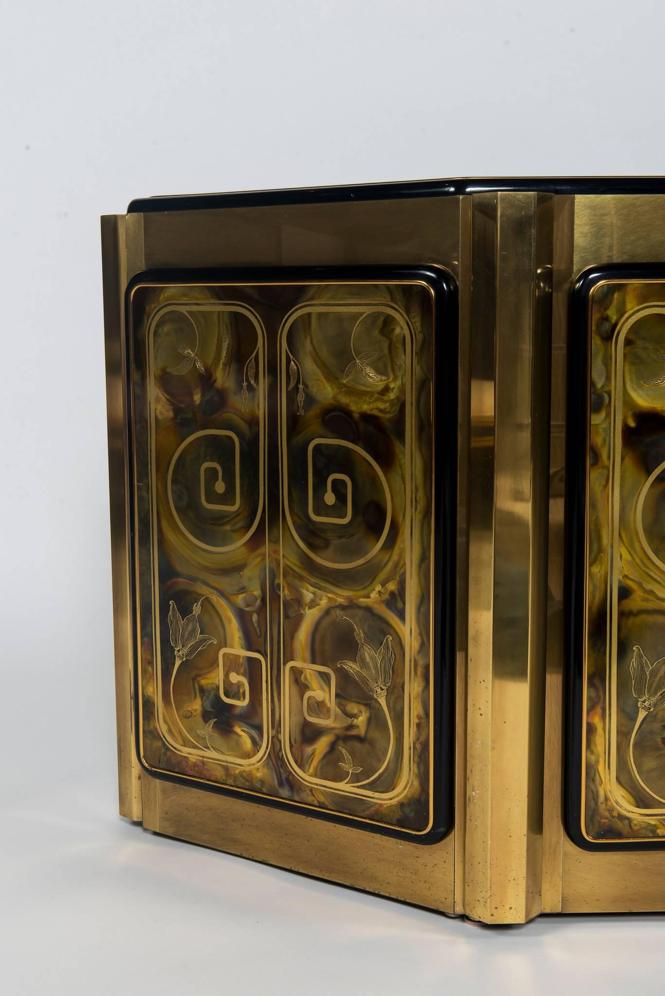 20th Century Etched Brass Mastercraft Cabinet by Bernhard Rohne