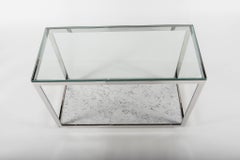 Chariot de bar en verre chromé et marbre du milieu du siècle