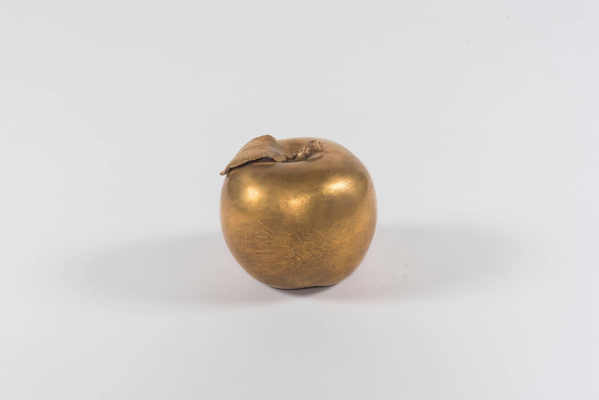 Gilt Surrealist 22-Karat Glazed Bisque Pomme Apple