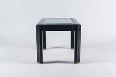 Tessellated Black Marble and Brass Table