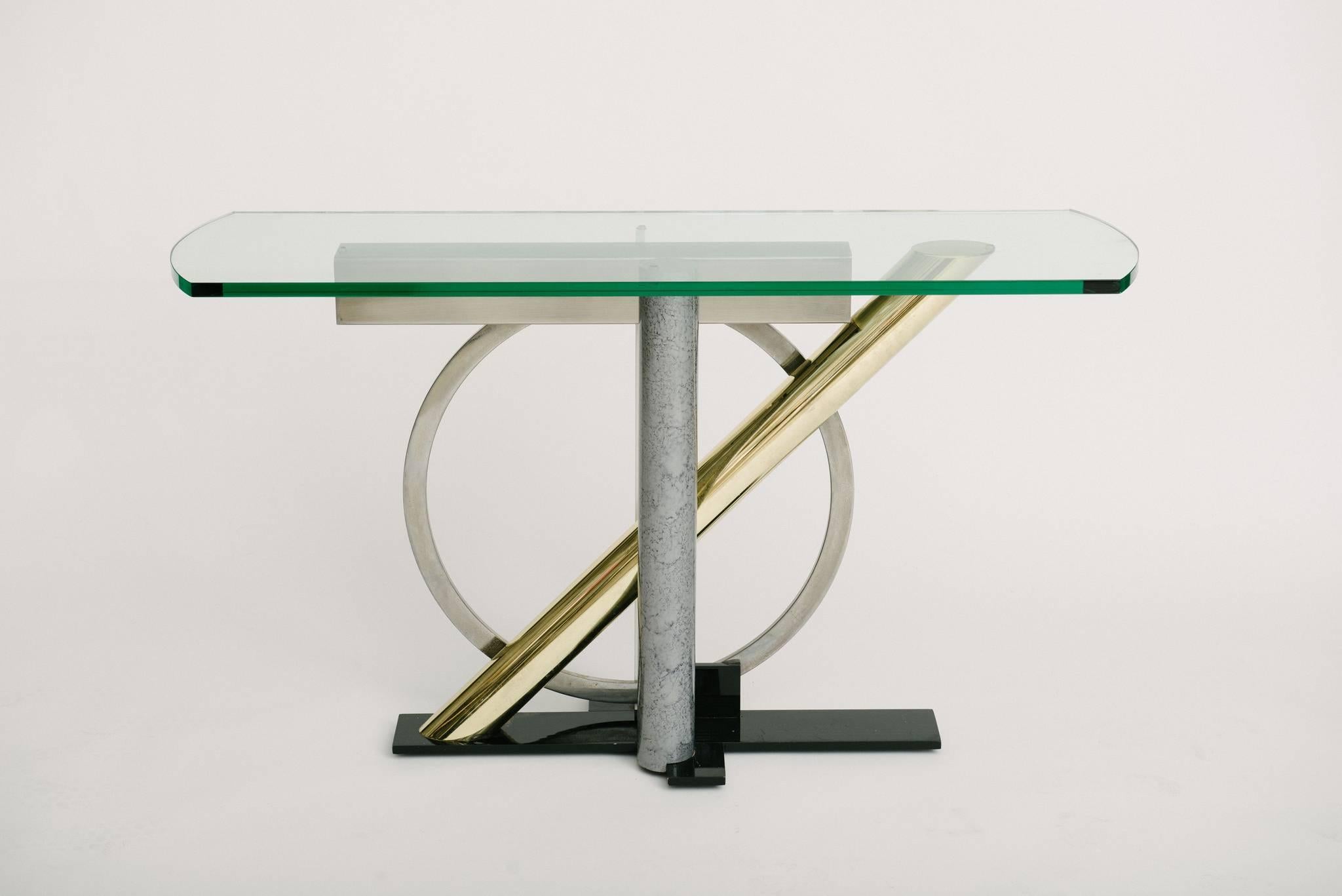 Mid-Century Modern Vintage Geometric Console Table by Kaizo Oto For Sale