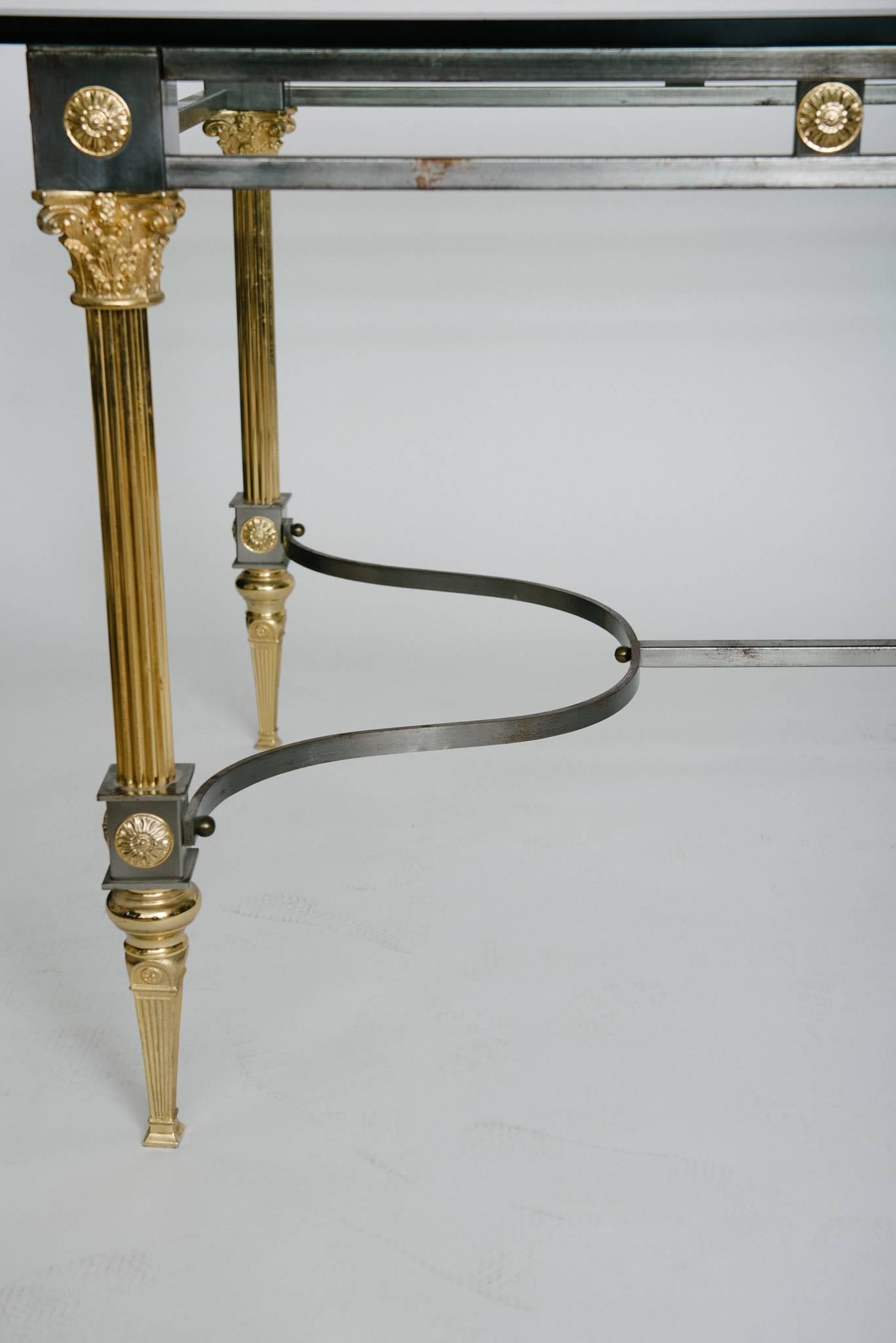 Maison Jansen Steel and Brass Dining Table For Sale 2