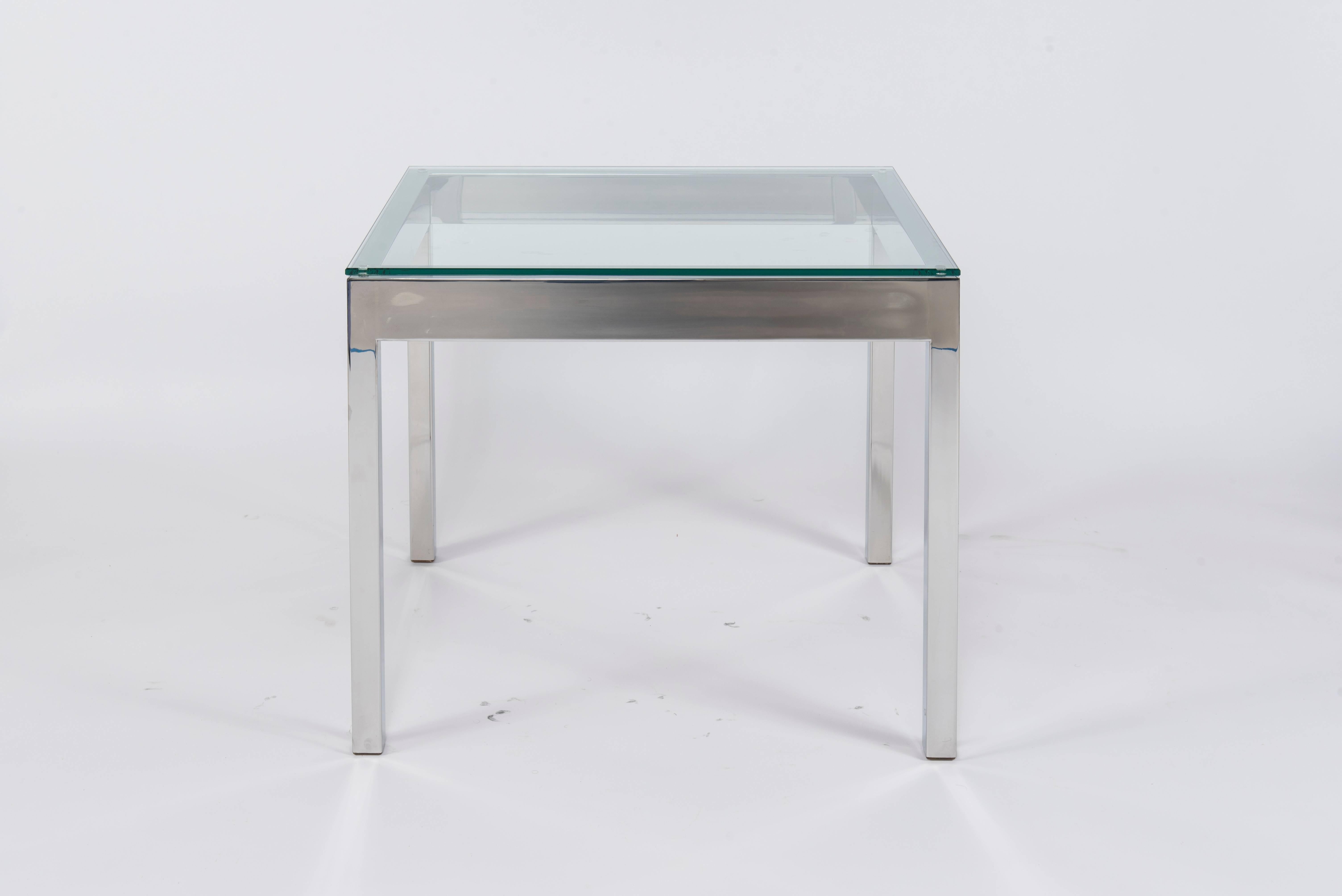 Modern Pair of Chrome and Glass Tables