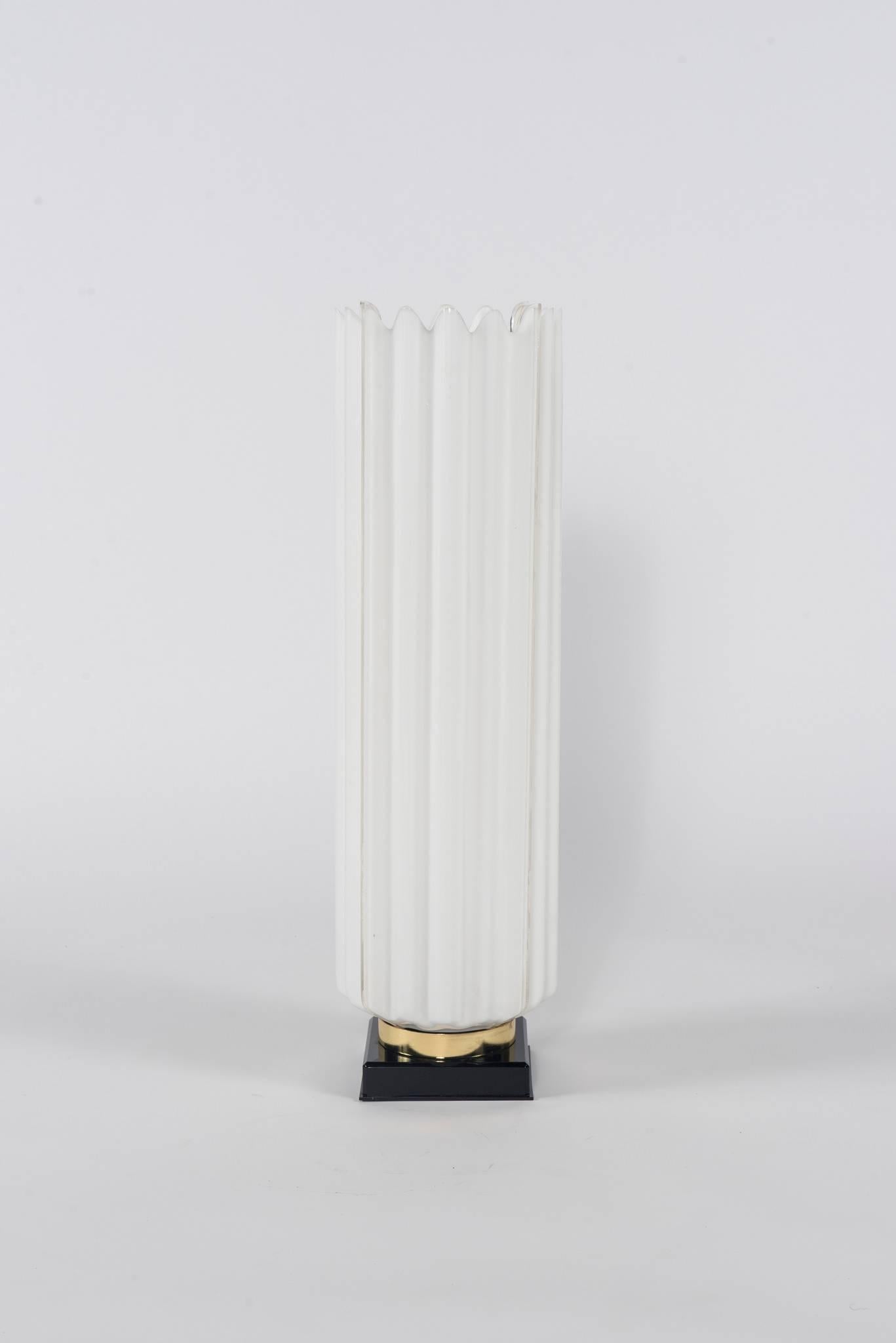 Modern Pair of White Black and Brass Rougier Table Lamps
