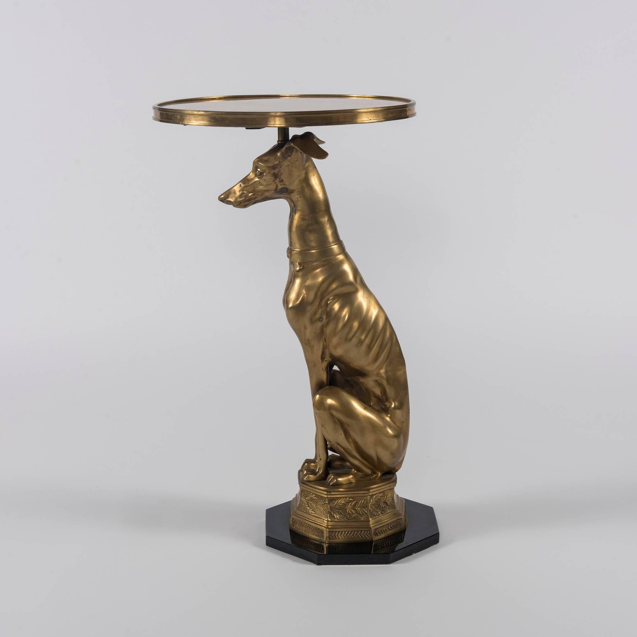 Hollywood Regency Brass and Onyx Whippet Table