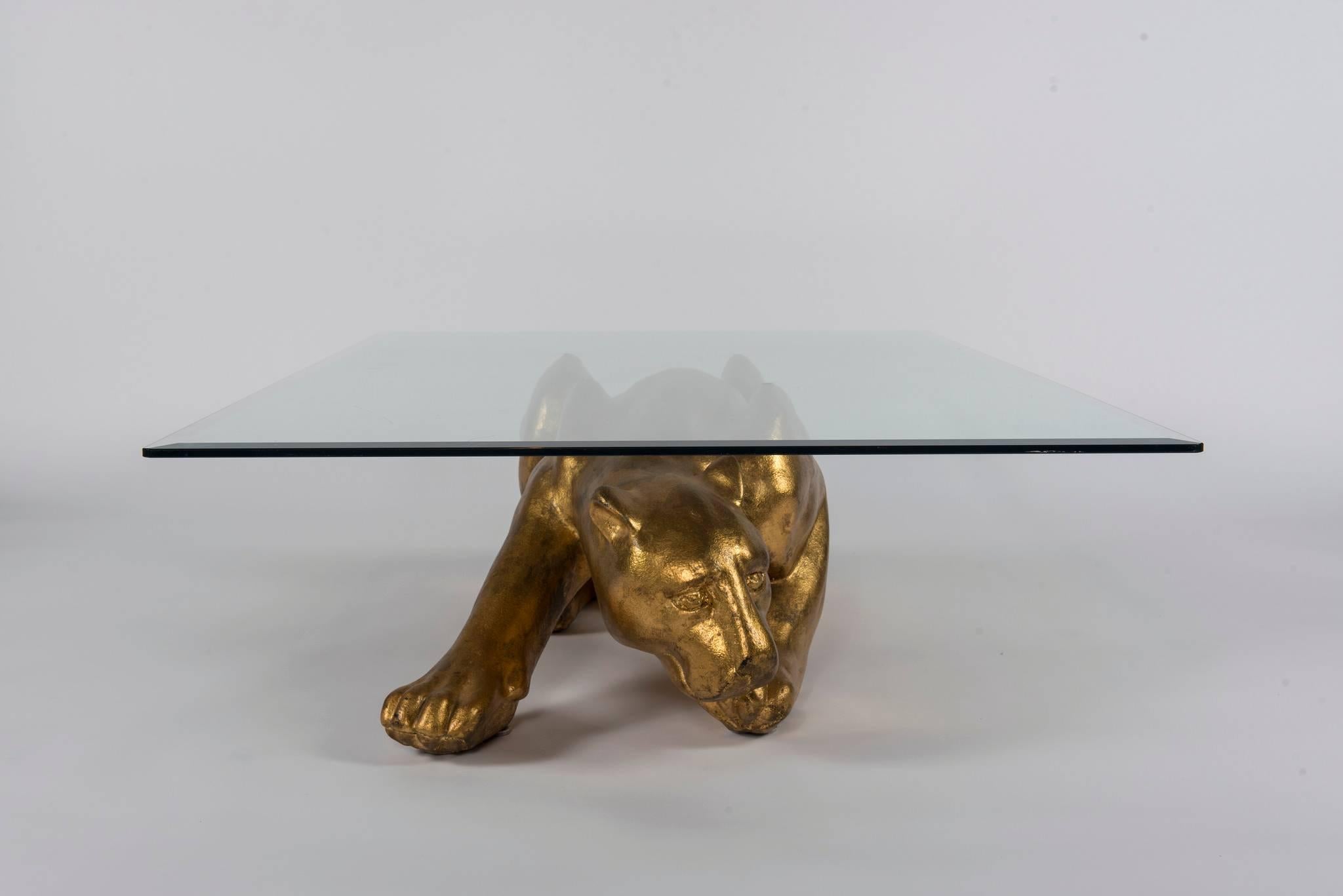 20th Century Gilt Panther Cocktail Table
