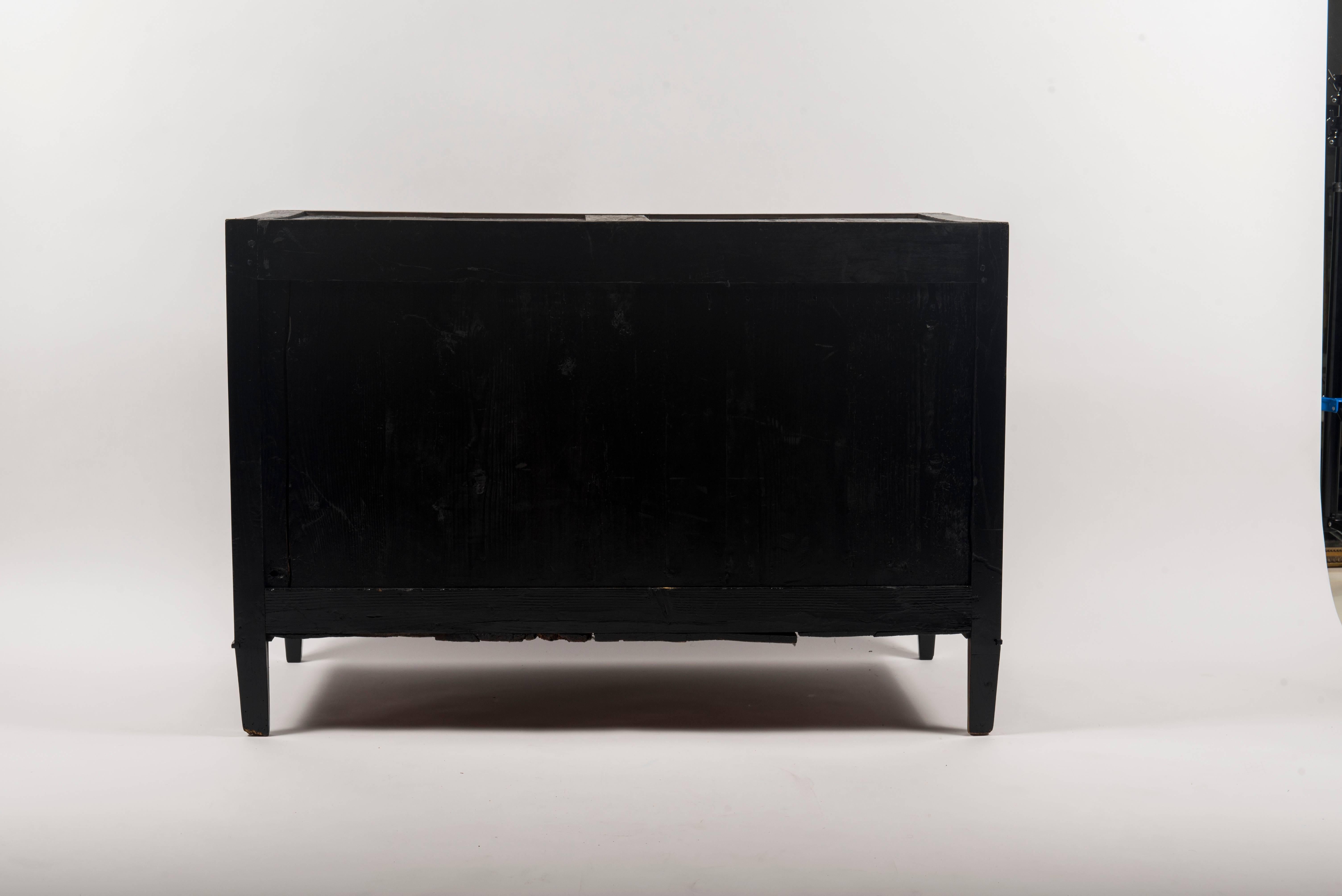 Louis XVI Style Black Lacquered Chest of Drawers 3