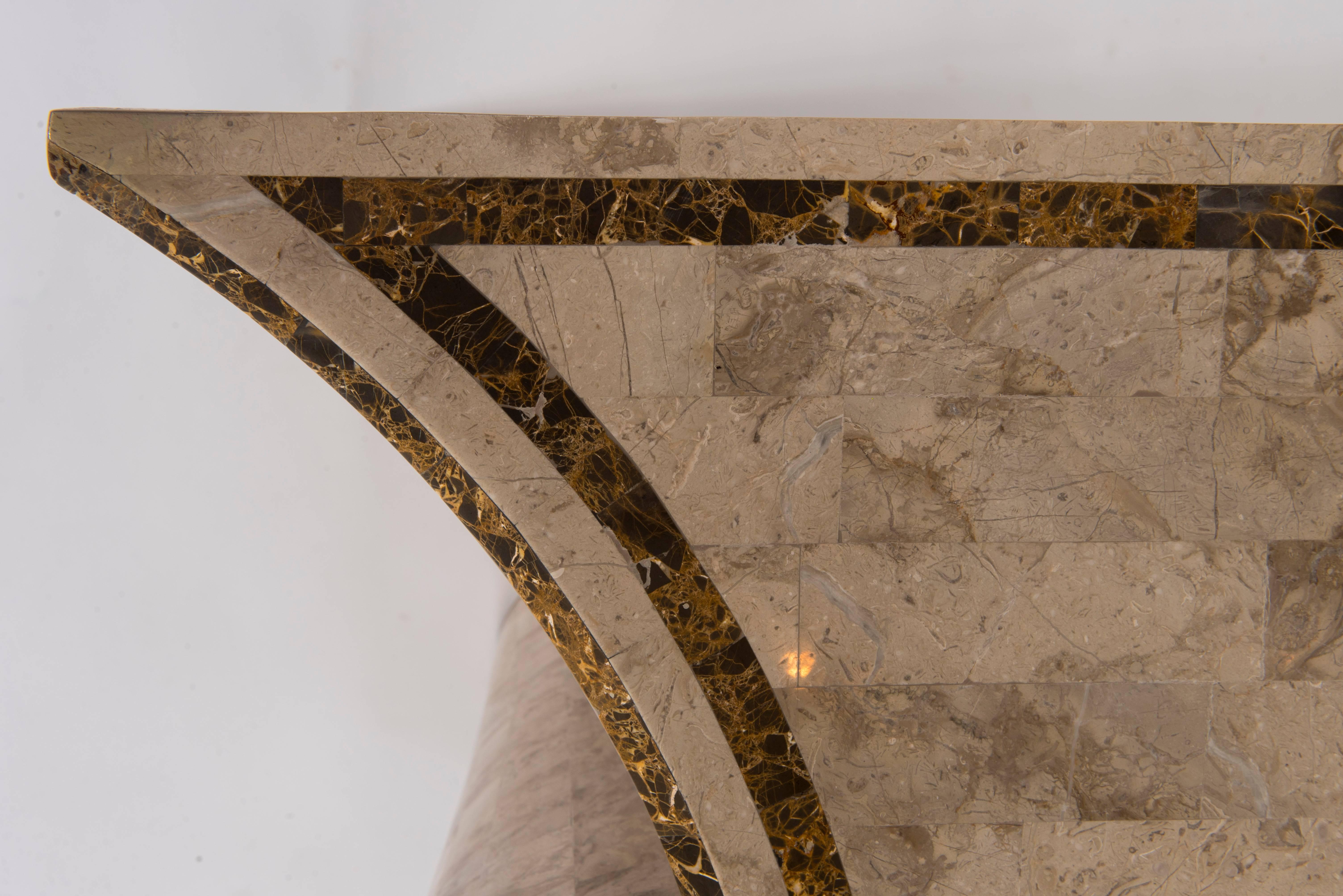 Tessellated Marble Console Table In Good Condition For Sale In Houston, TX