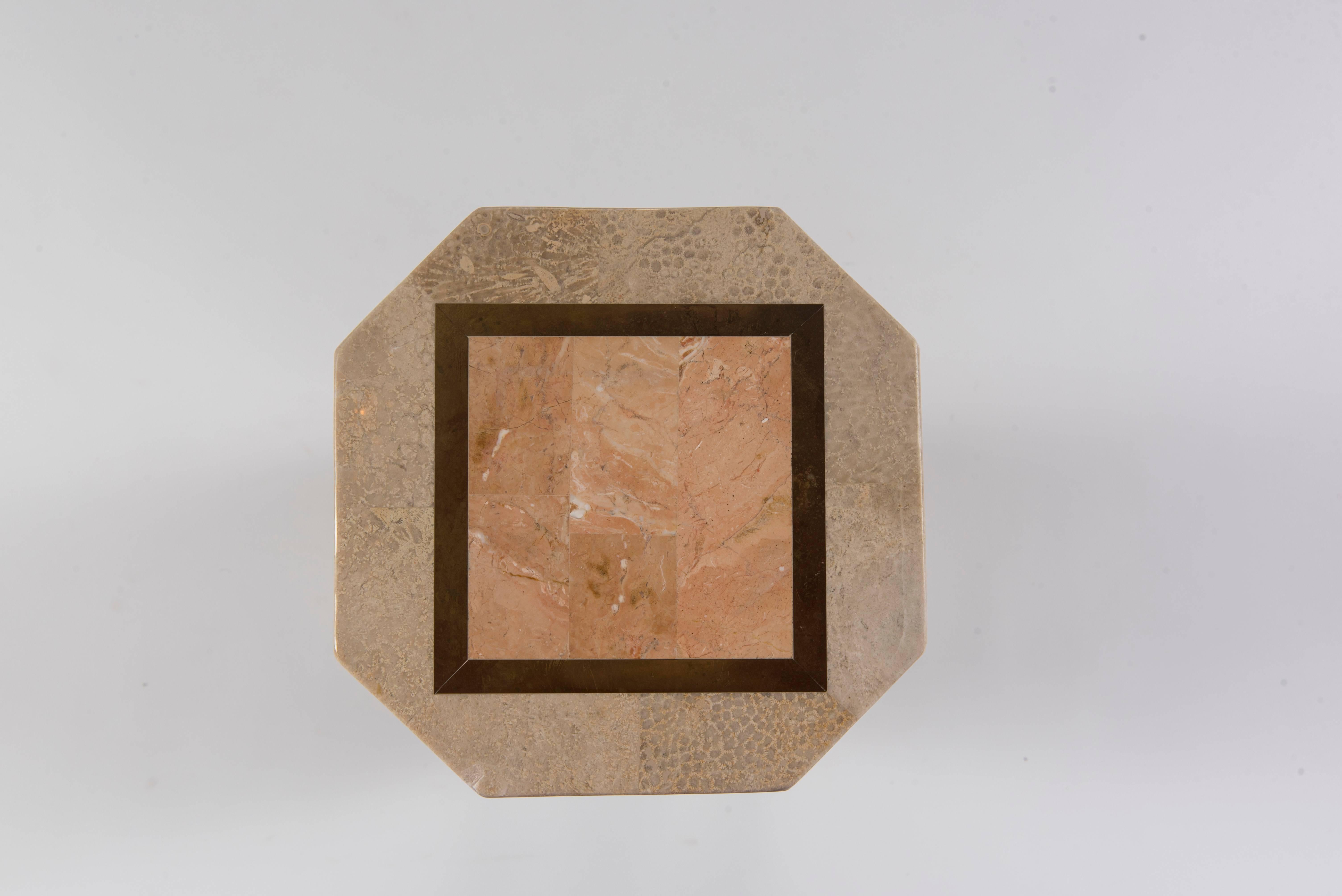 Modern Octagon Tessellated Stone Pedestal