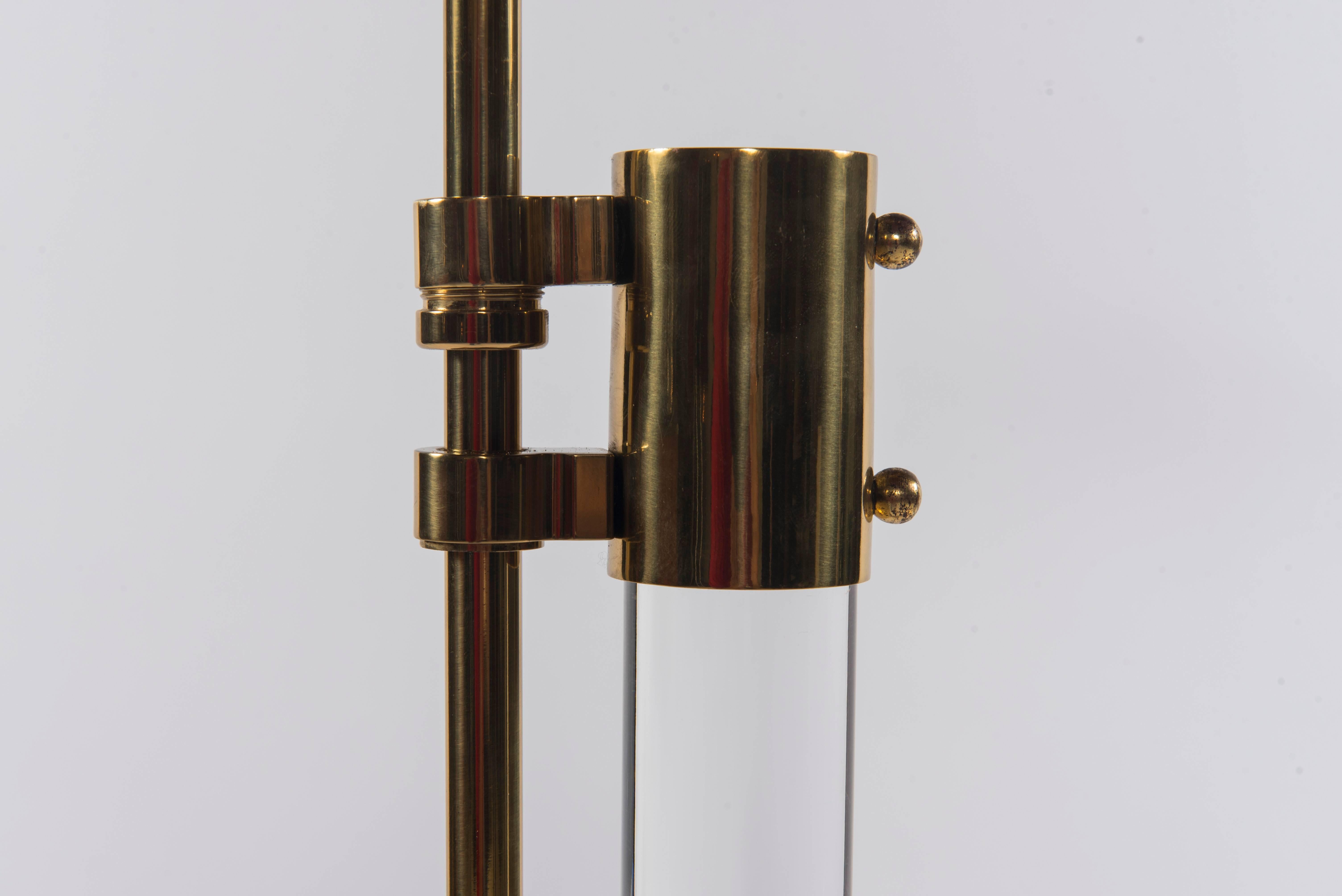 20th Century Pair of Lucite Brass Clam Shell Floor Lamps
