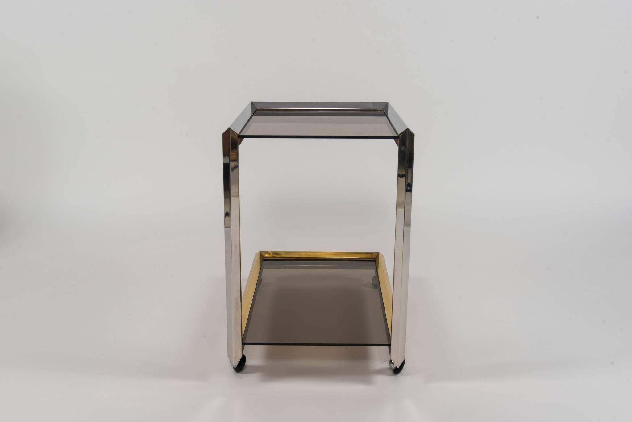 20th Century Chrome and Brass Bar Cart For Sale