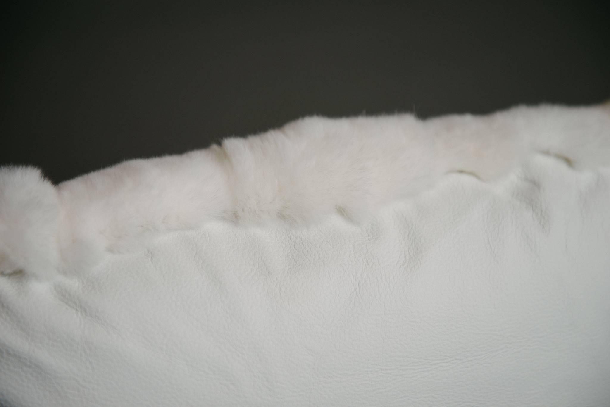 Contemporary White Rex Fur Pillow