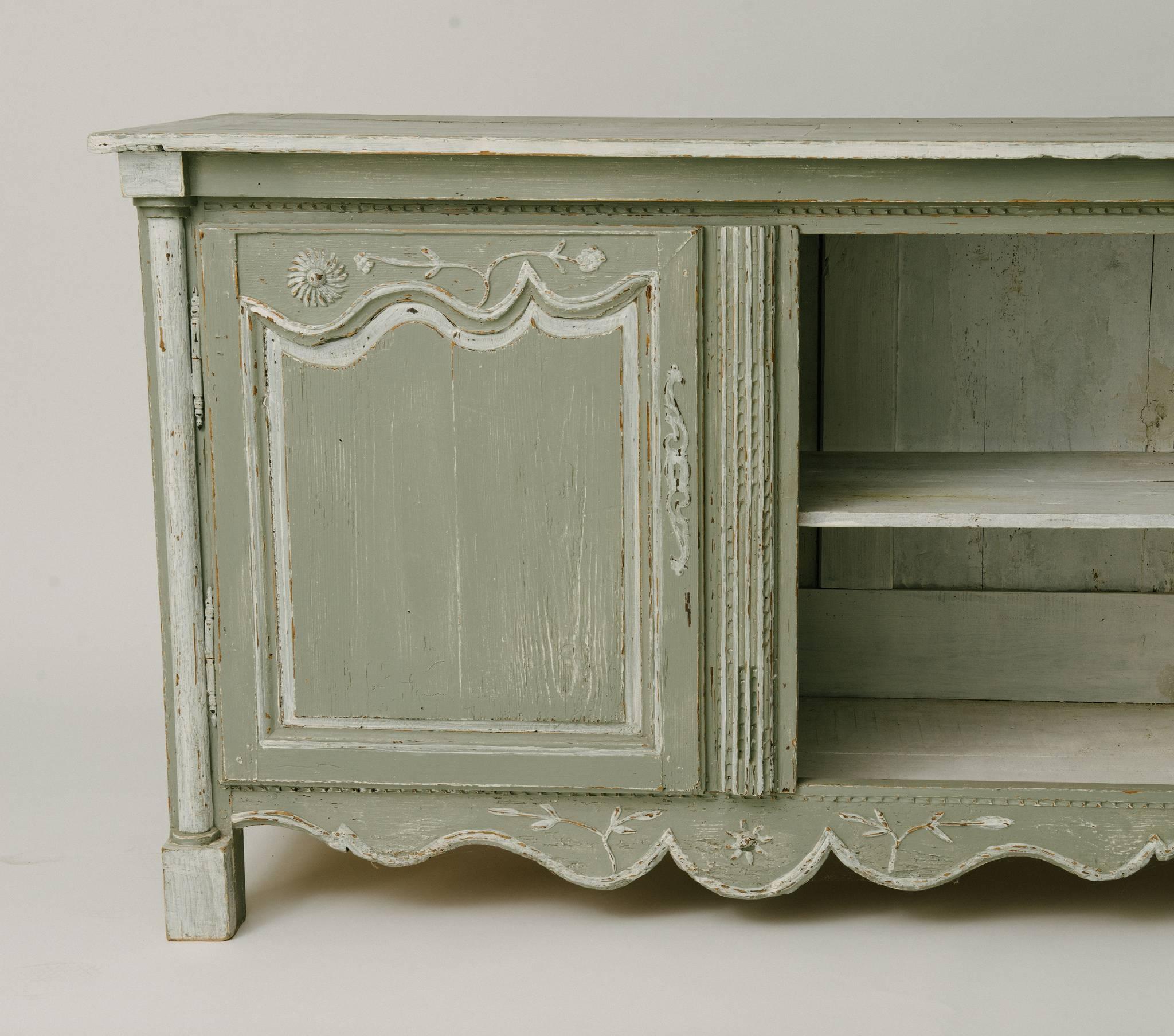 Carved 18th Century French Louis XV Painted Buffet