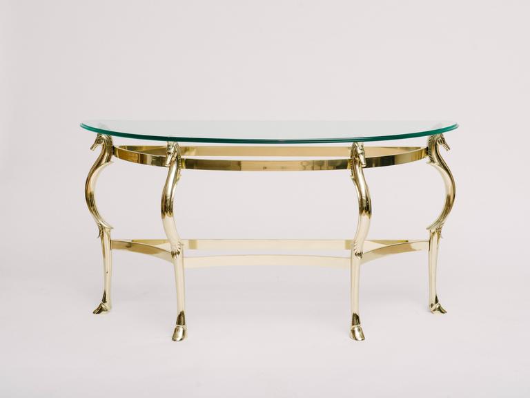 Italian Brass Seahorse Console Table at 1stDibs