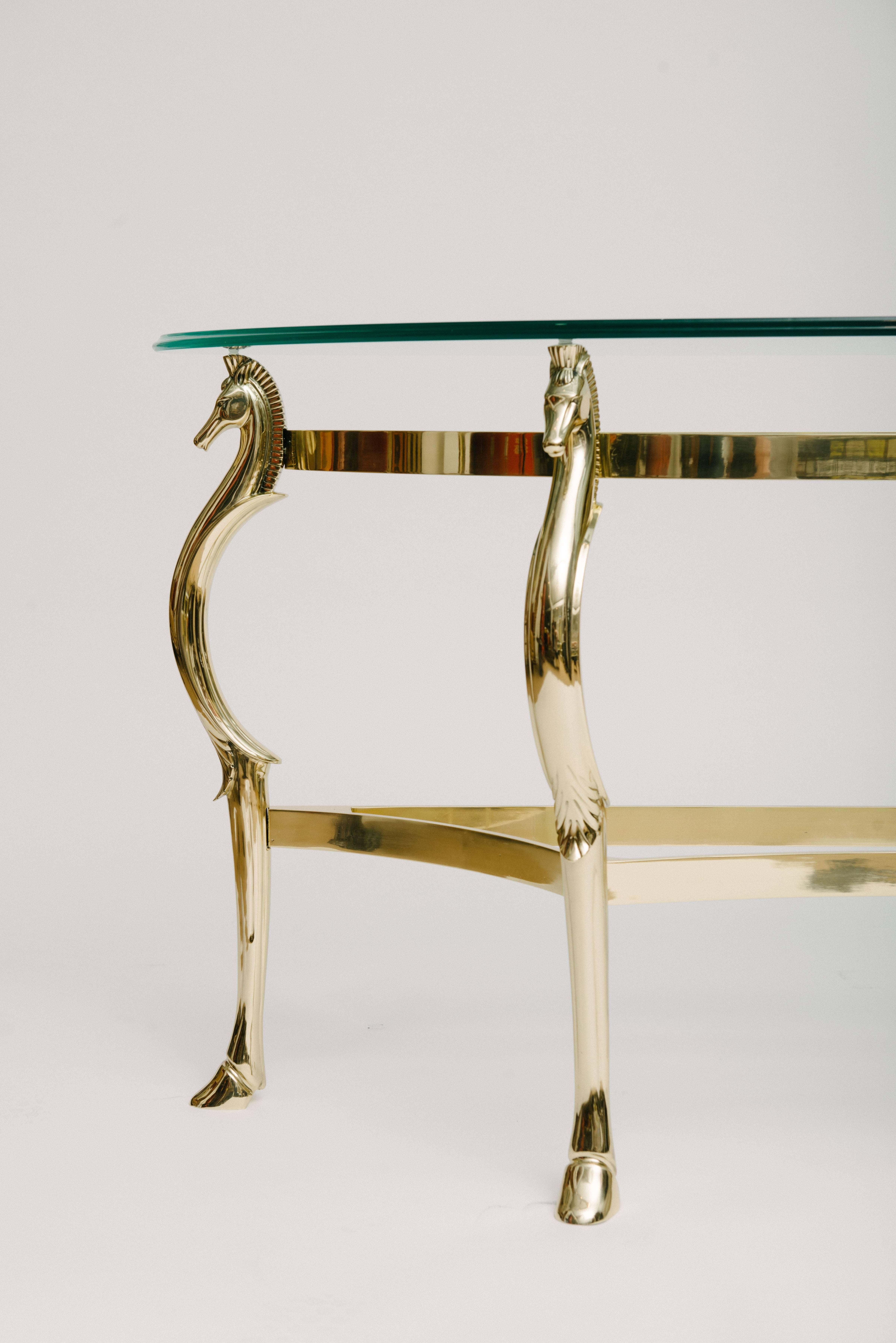 Italian Brass Seahorse Console Table 1