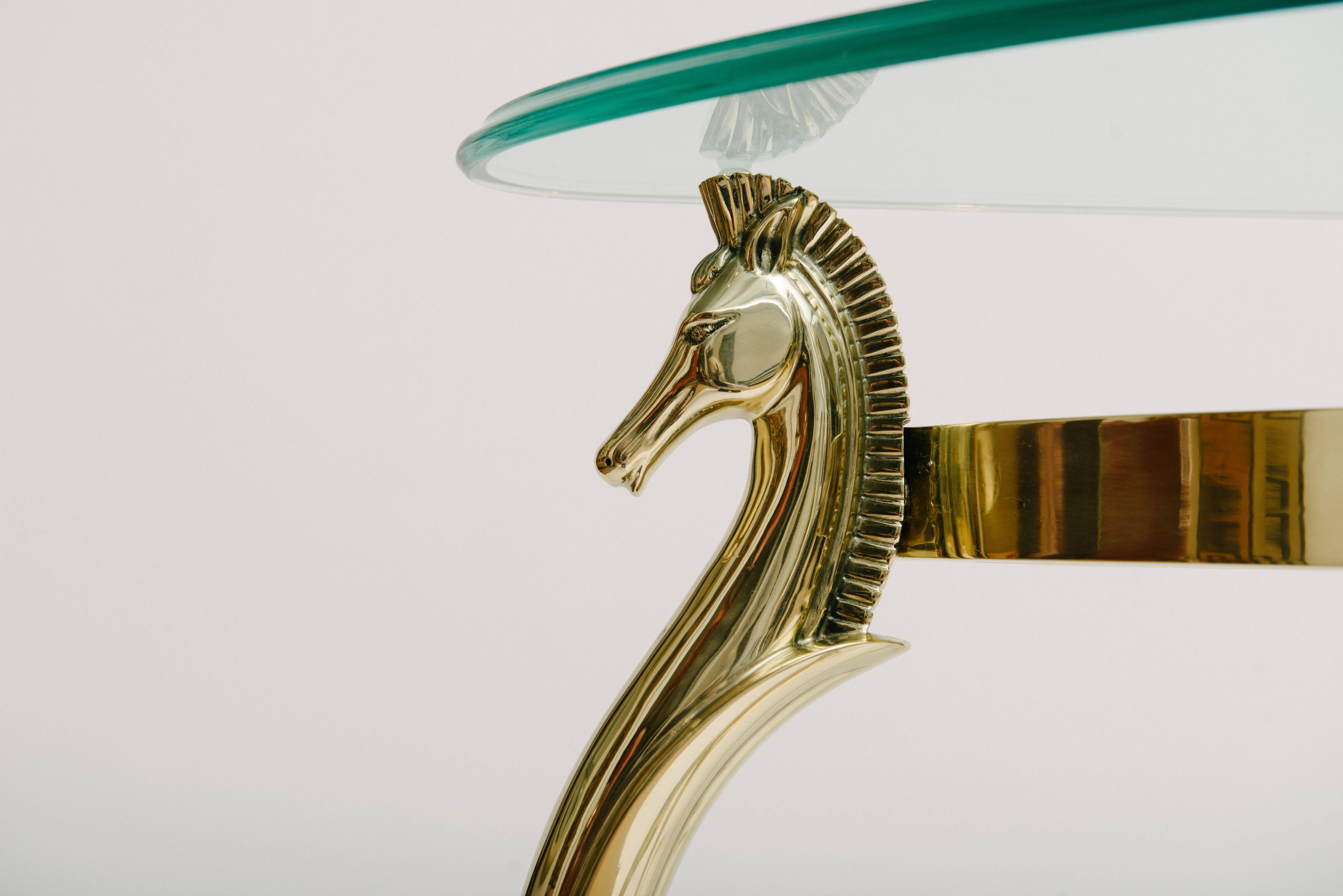 Late 20th Century Italian Brass Seahorse Console Table