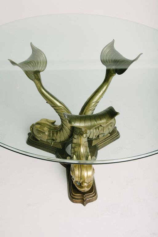 Italian Brass Dolphin Dining Table Base For Sale at 1stdibs