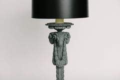 Pair of 20th Century Neoclassical Style Carved Ram's Head Floor Lamps